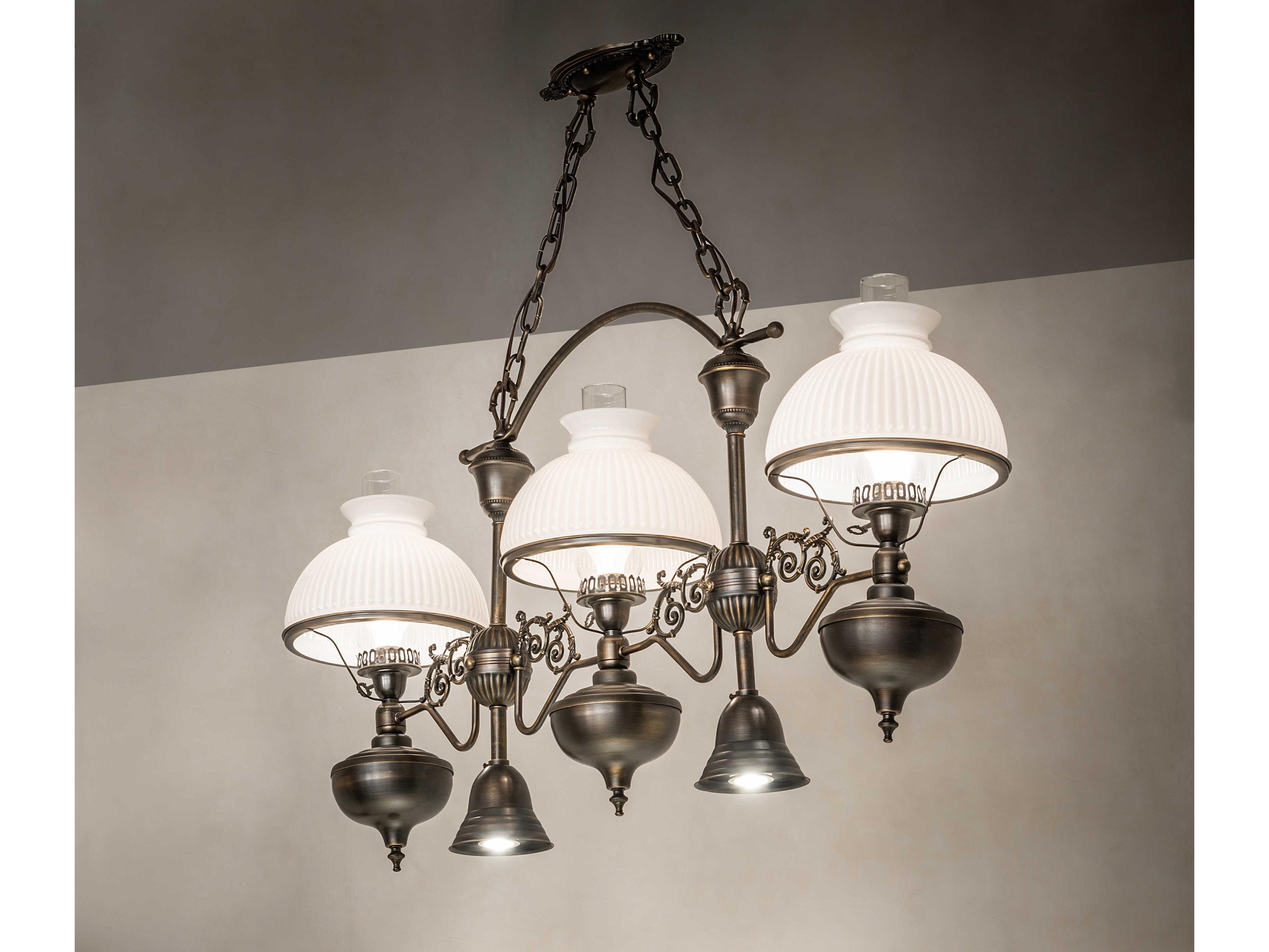 Meyda 6-Light Antique Craftsman Brown Glass Dome Island Pendant