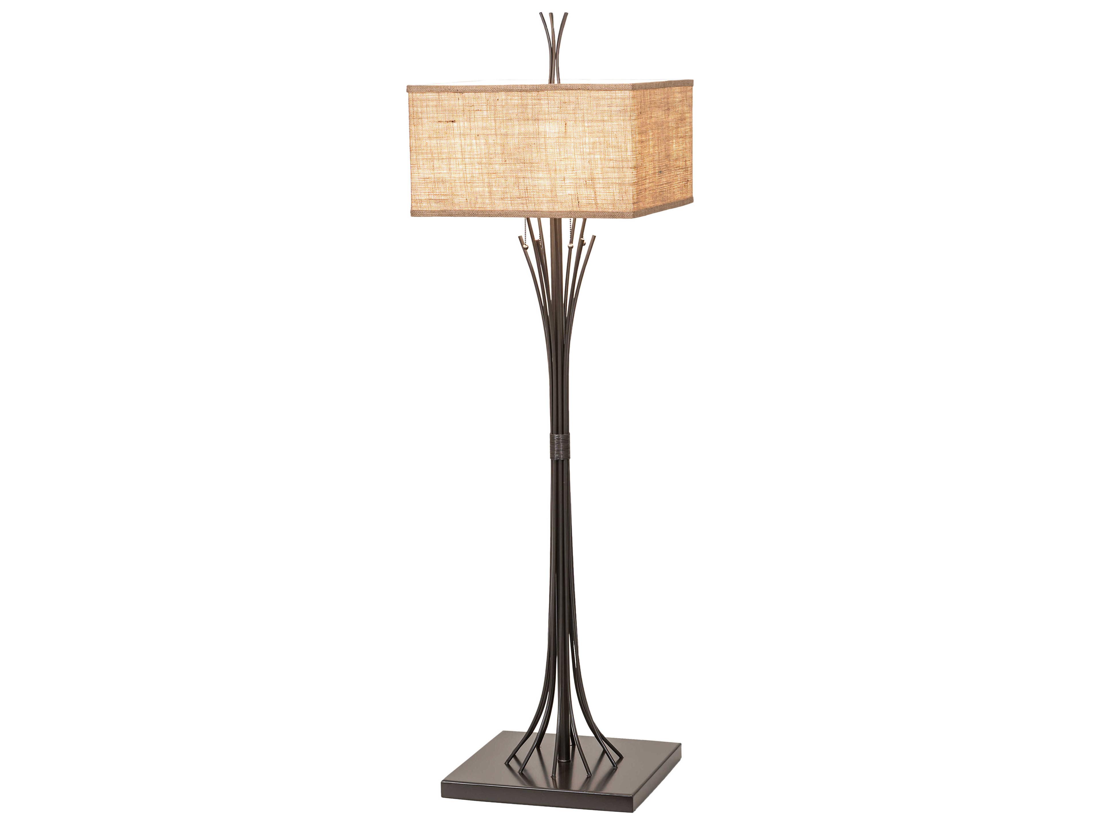 Ramus Timeless Bronze Beige Burlap Textrene Floor Lamp
