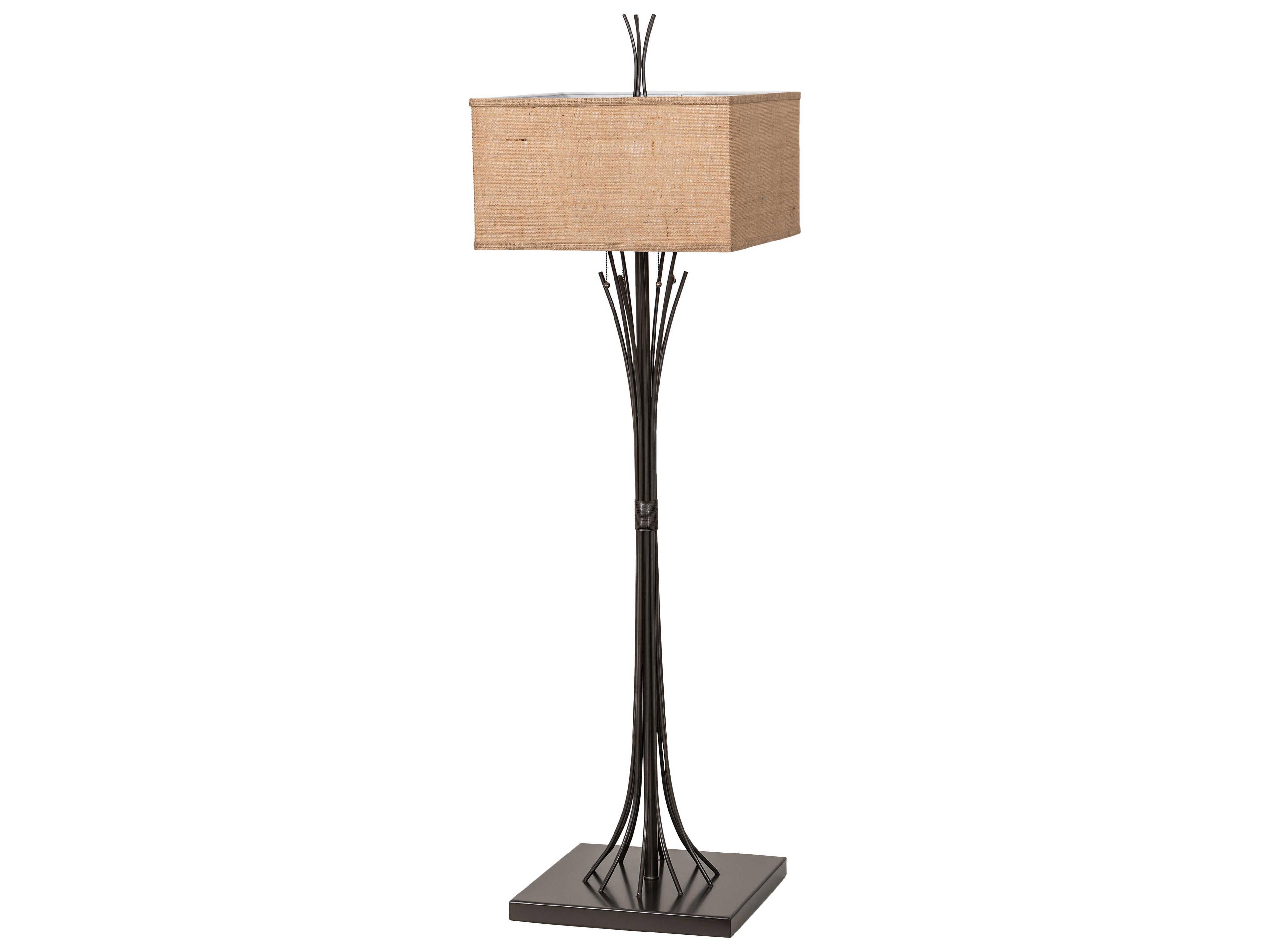 Meyda Ramus Timeless Bronze Beige Burlap Textrene Floor Lamp
