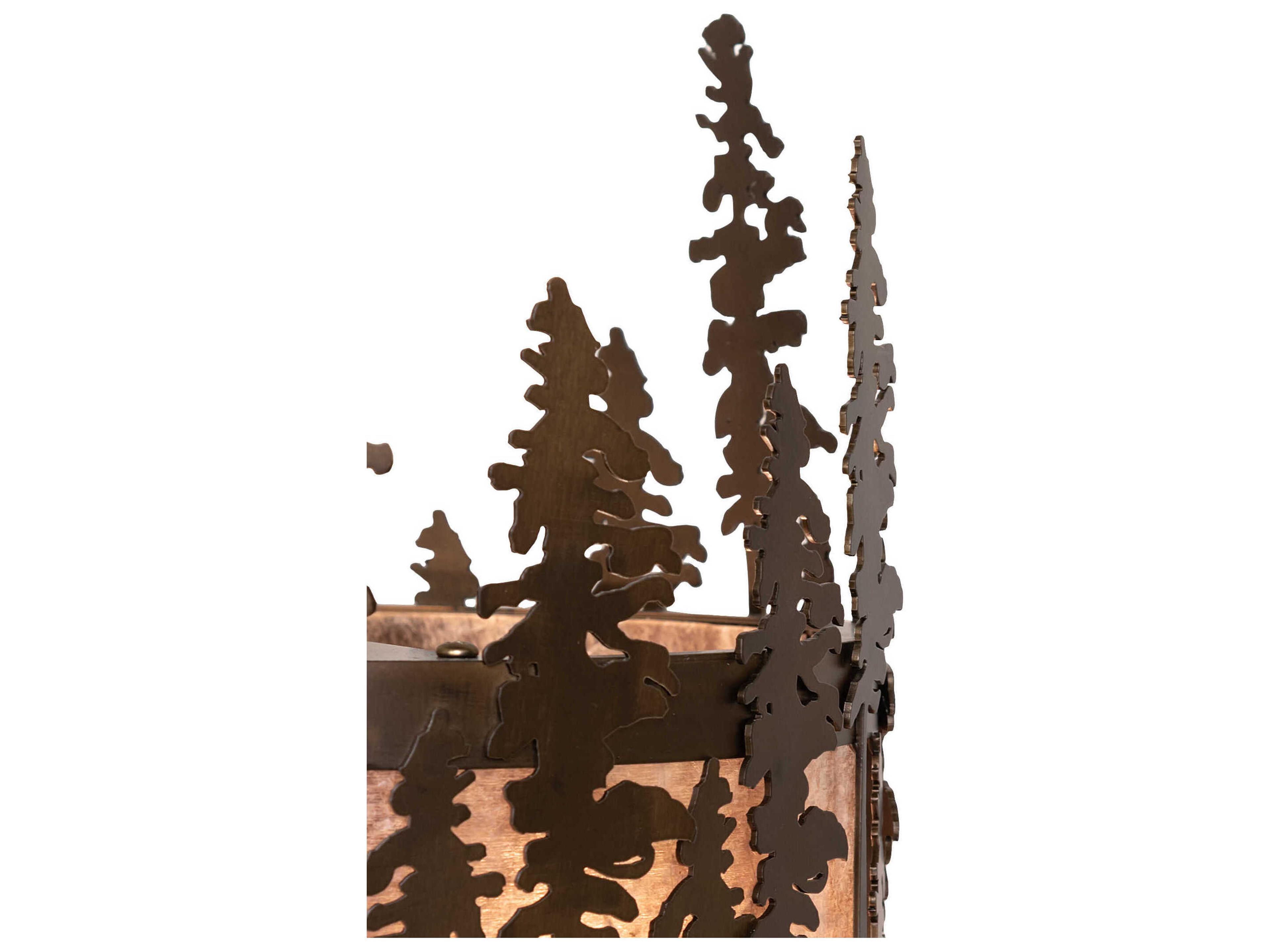 Meyda Tall Pines 3-Light Antique Copper Glass Drum Mini Pendant