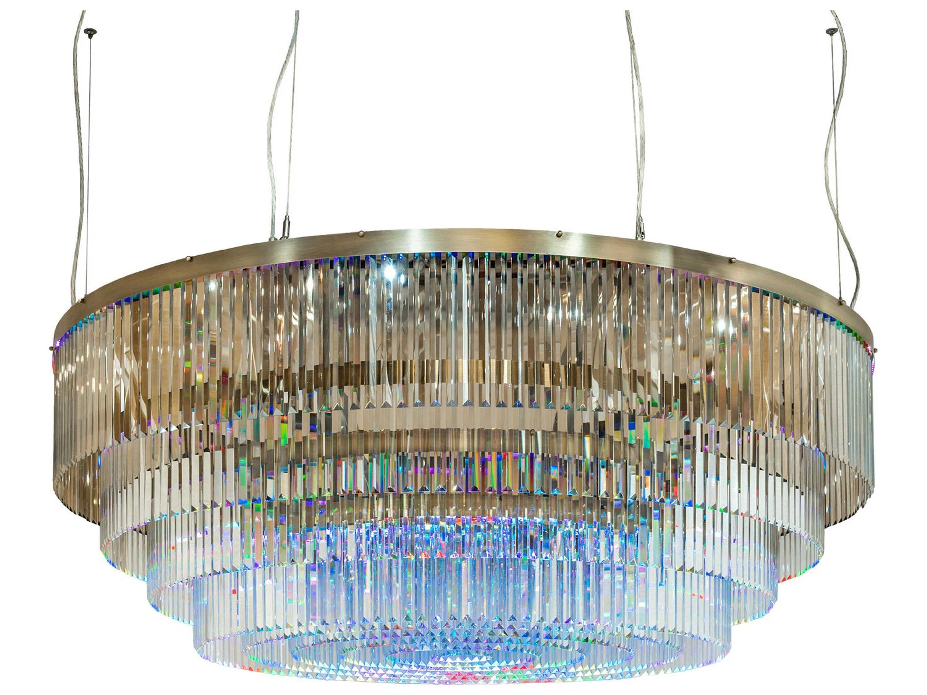 Beckam Natural Brass Crystal LED Tiered Chandelier