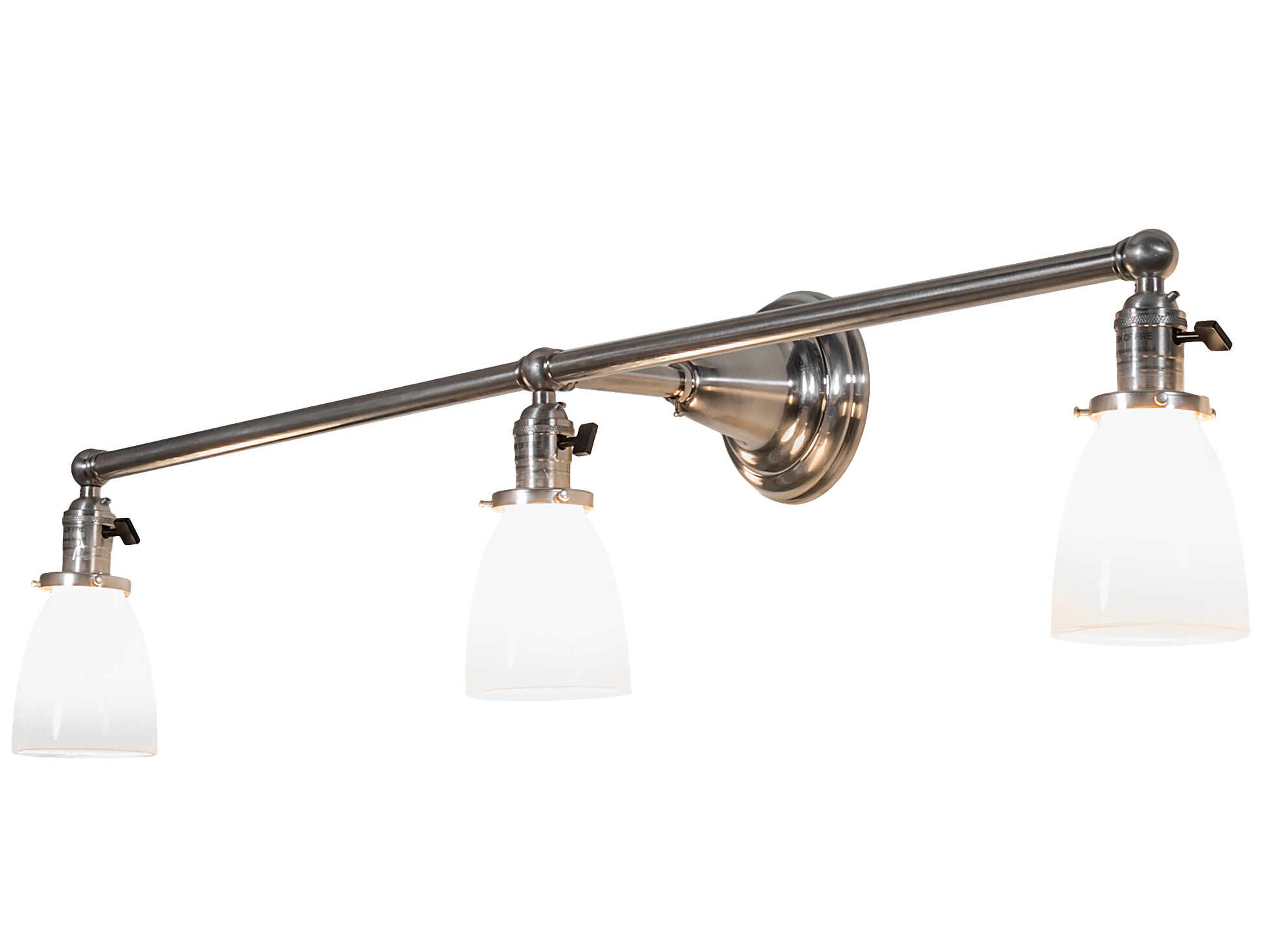 3-Light Brushed Nickel White Glass Vanity Light