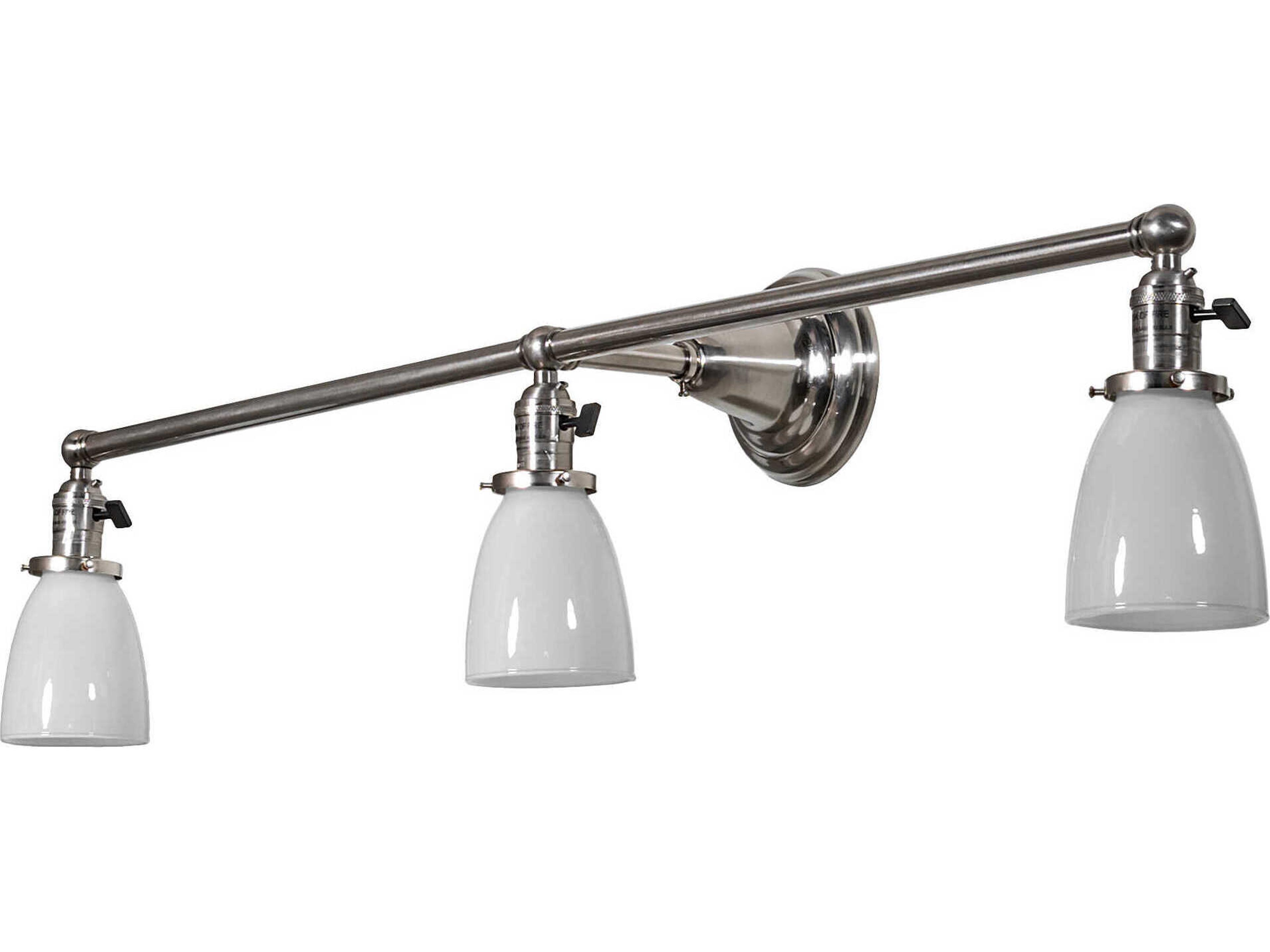 Meyda 3-Light Brushed Nickel White Glass Vanity Light