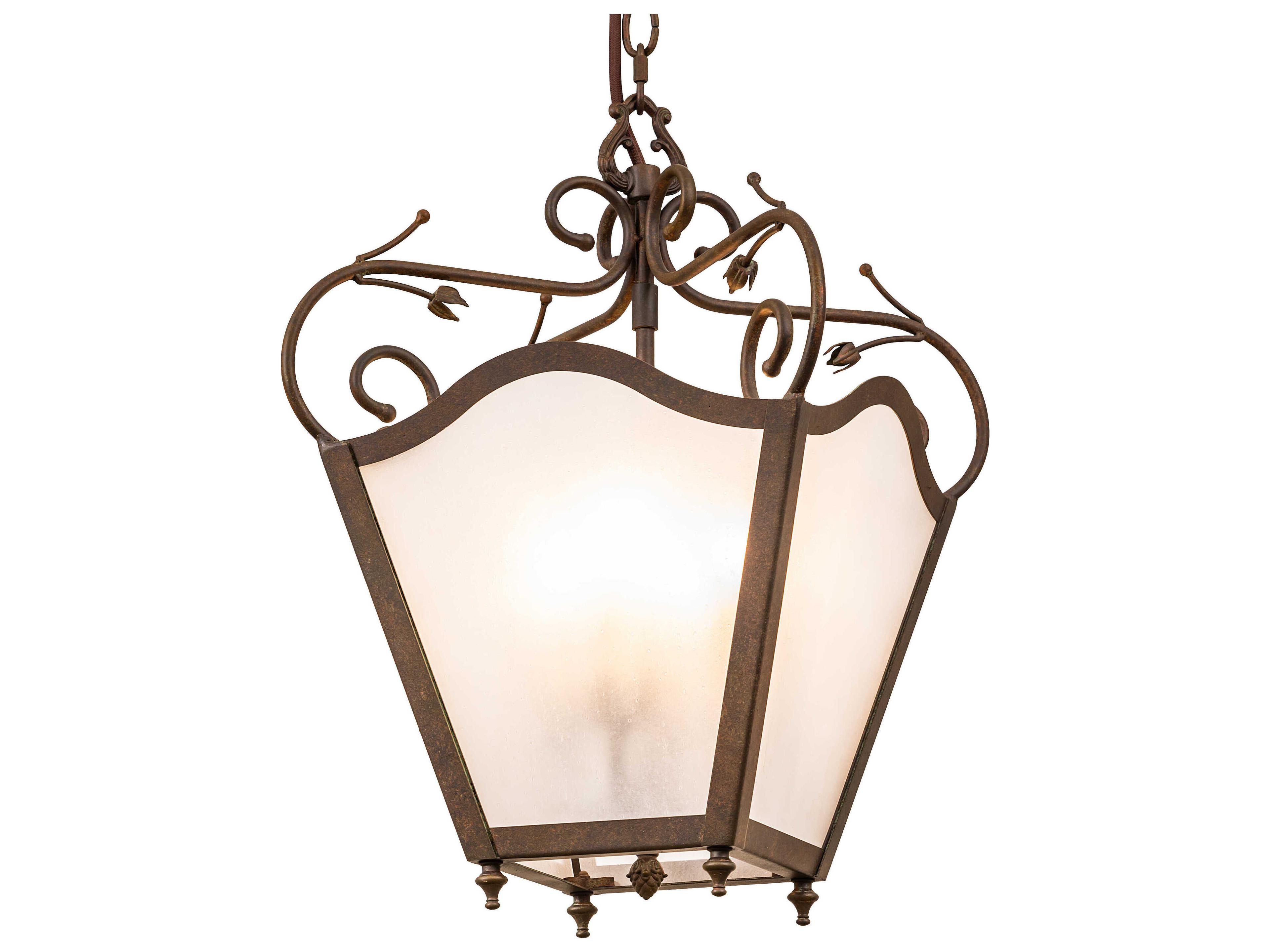 Terena 4-Light Organic Rust Bronze Glass Lantern Pendant