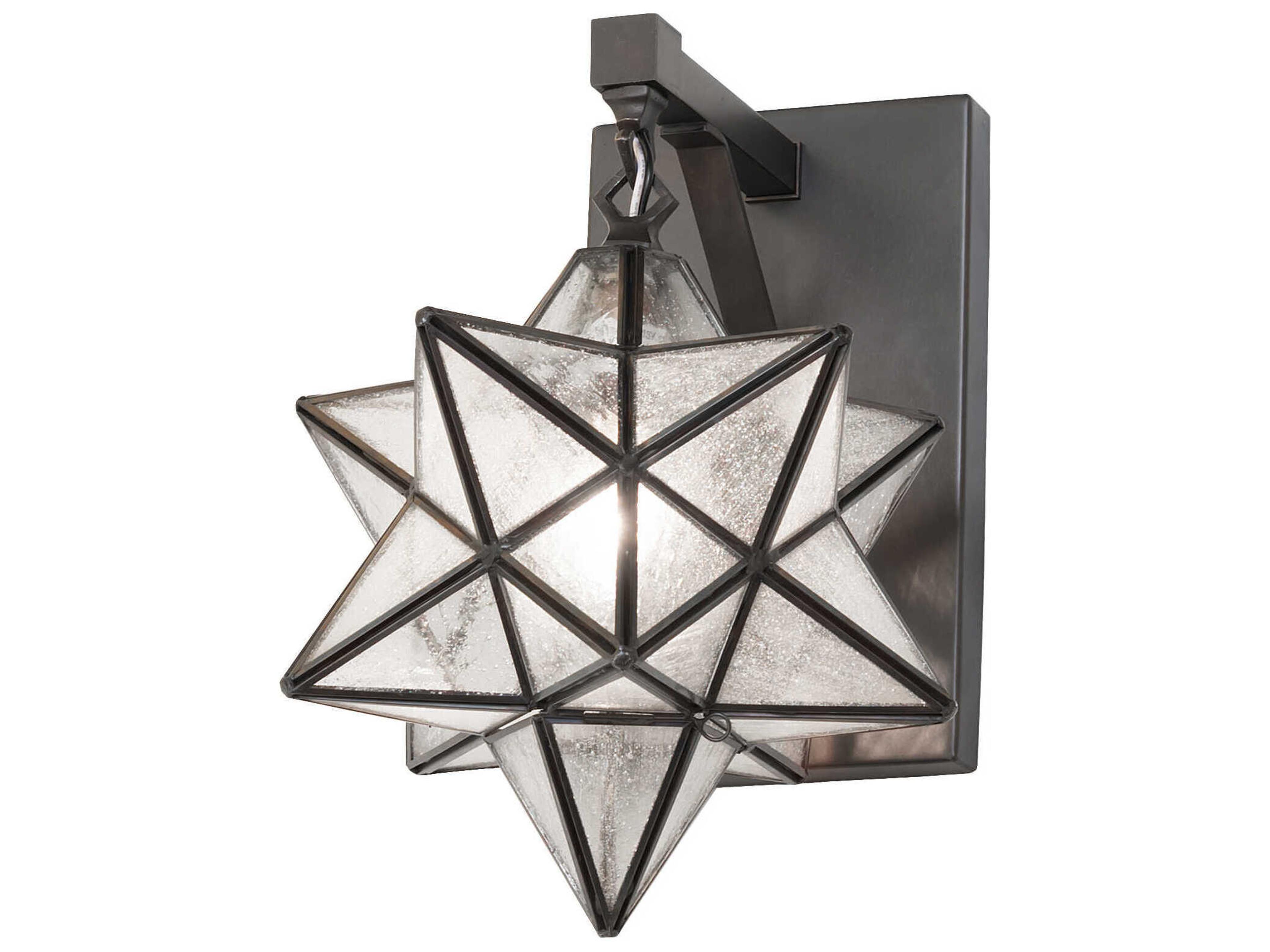 Moravian Star 1-Light Black Brass Glass Wall Sconce