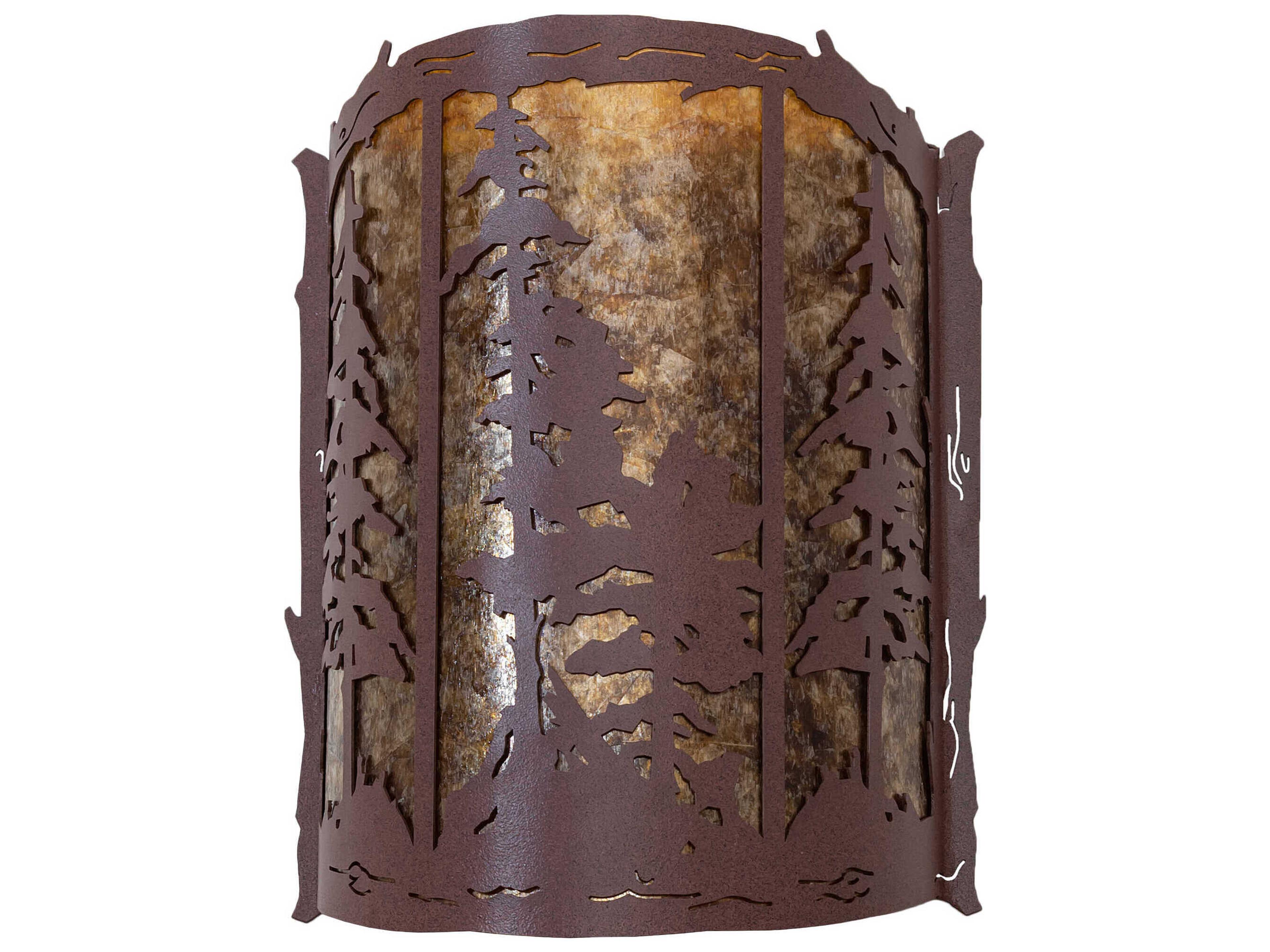 Meyda Pines 2-Light Rust Brown Glass Wall Sconce