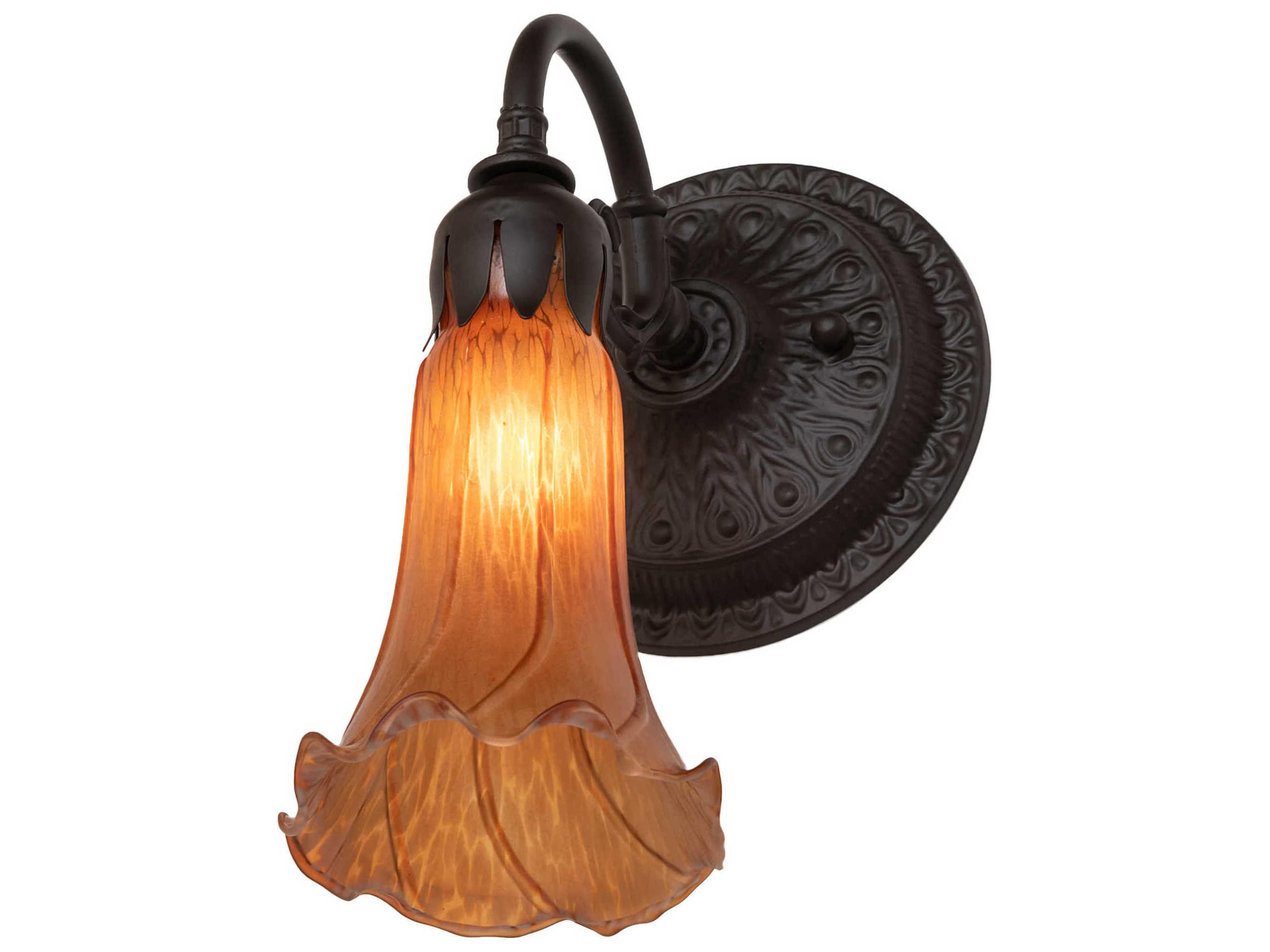 Meyda Pond Lily 1-Light Oil Rubbed Bronze Glass Wall Sconce