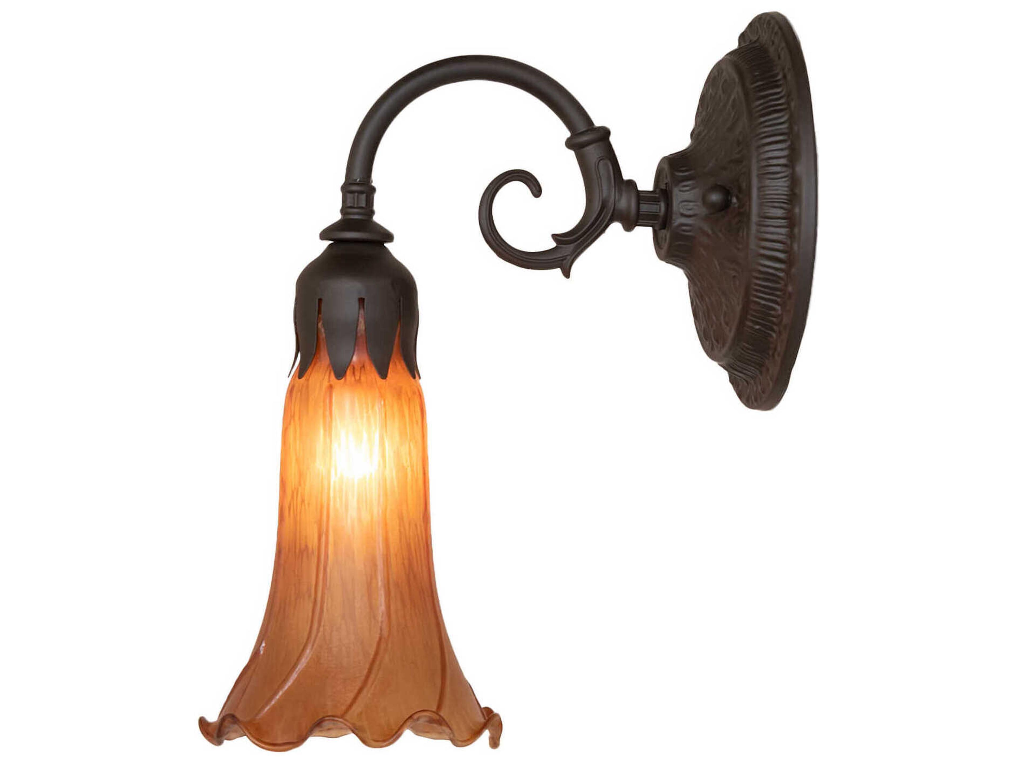 Meyda Pond Lily 1-Light Oil Rubbed Bronze Glass Wall Sconce