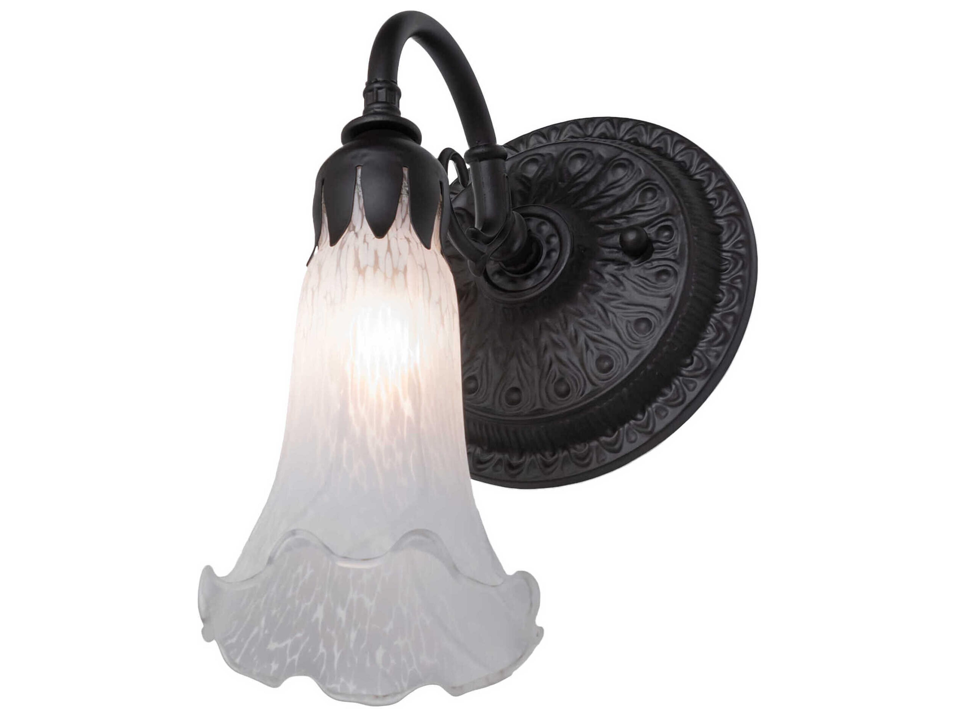 Meyda Pond Lily 1-Light Oil Rubbed Bronze Glass Wall Sconce