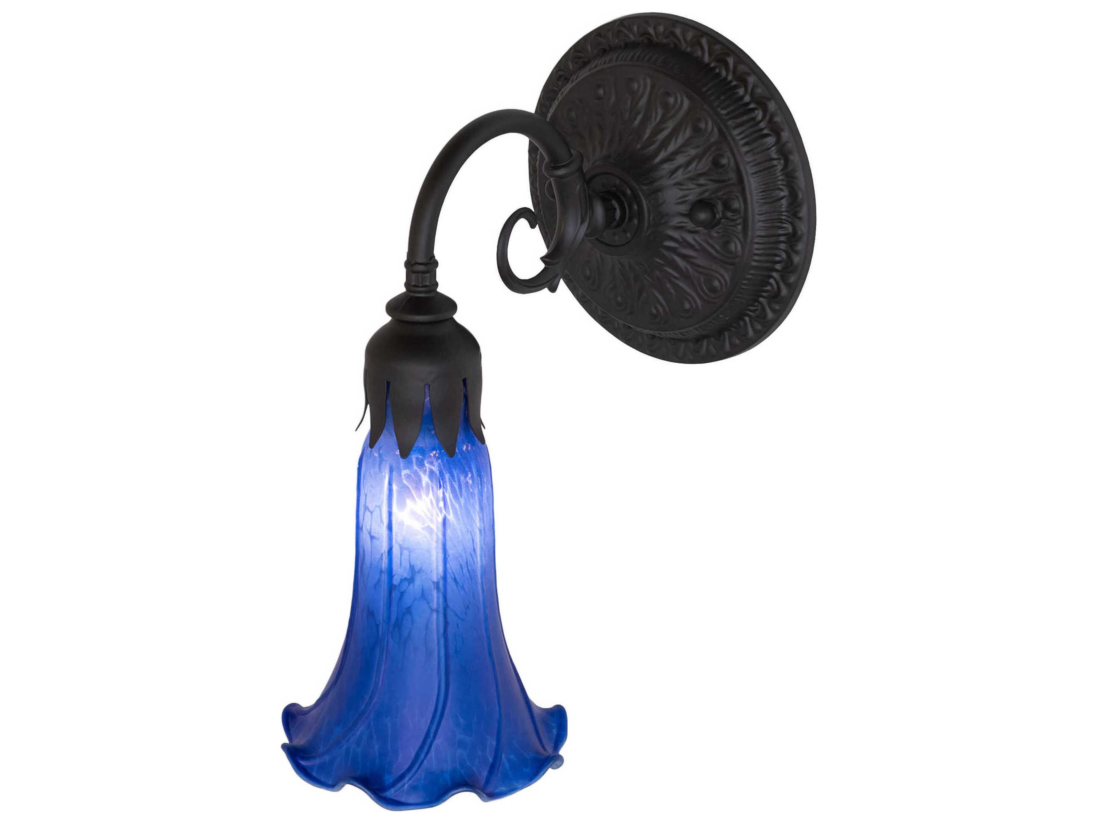 Meyda Pond Lily 1-Light Oil Rubbed Bronze Glass Wall Sconce