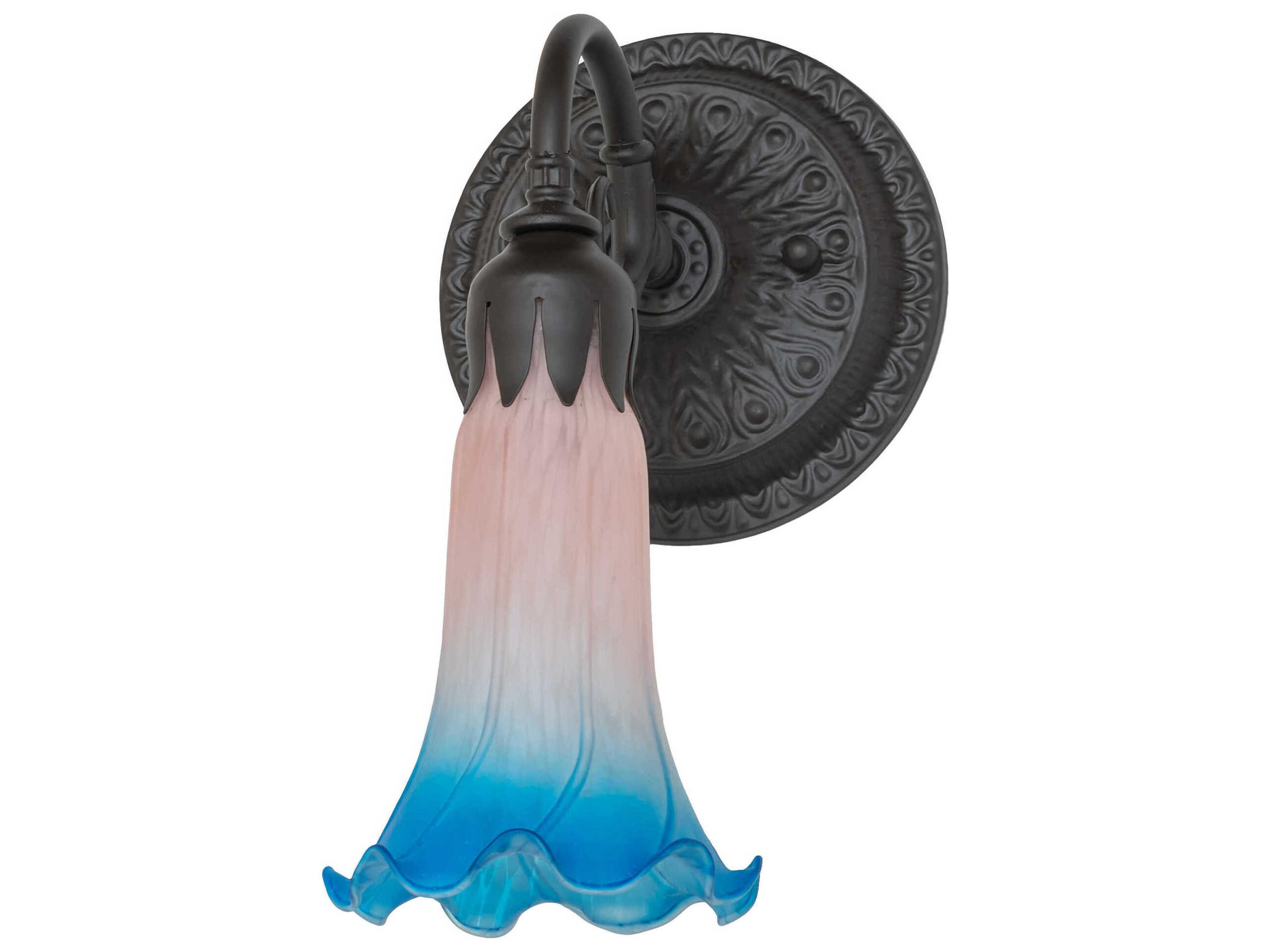 Meyda Pond Lily 1-Light Oil Rubbed Bronze Glass Wall Sconce