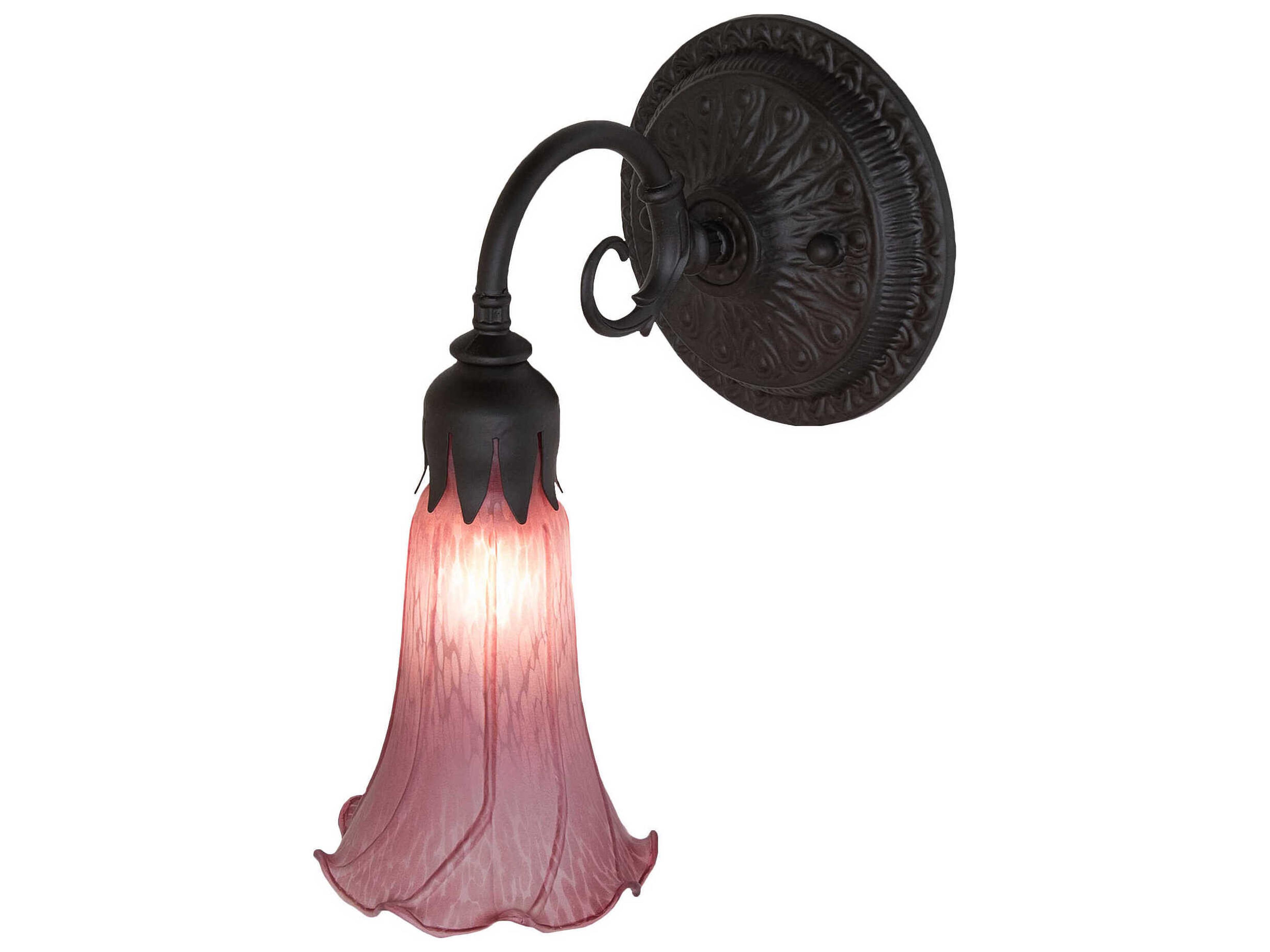 Meyda Pond Lily 1-Light Oil Rubbed Bronze Glass Wall Sconce
