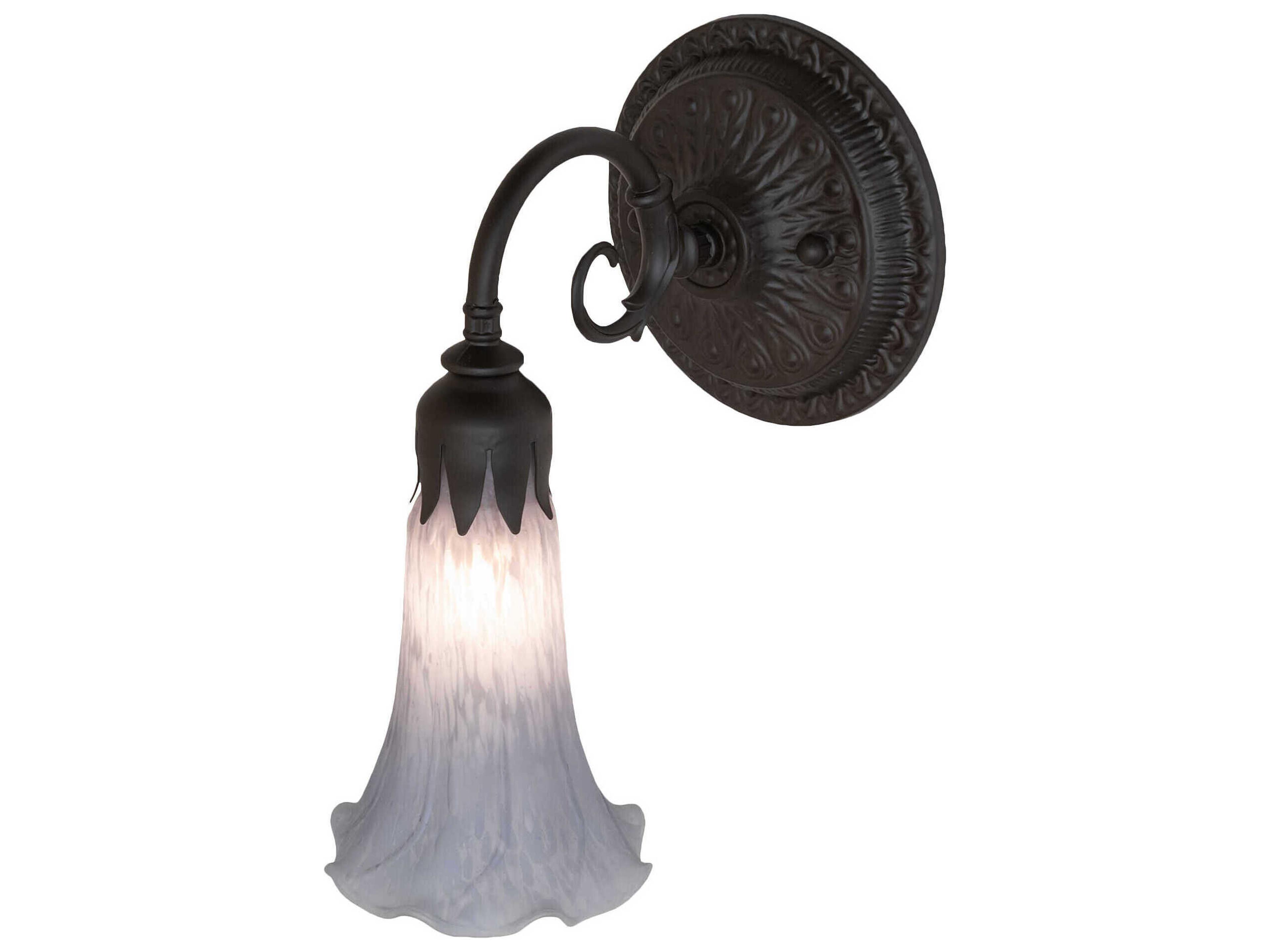 Meyda Pond Lily 1-Light Oil Rubbed Bronze Glass Wall Sconce