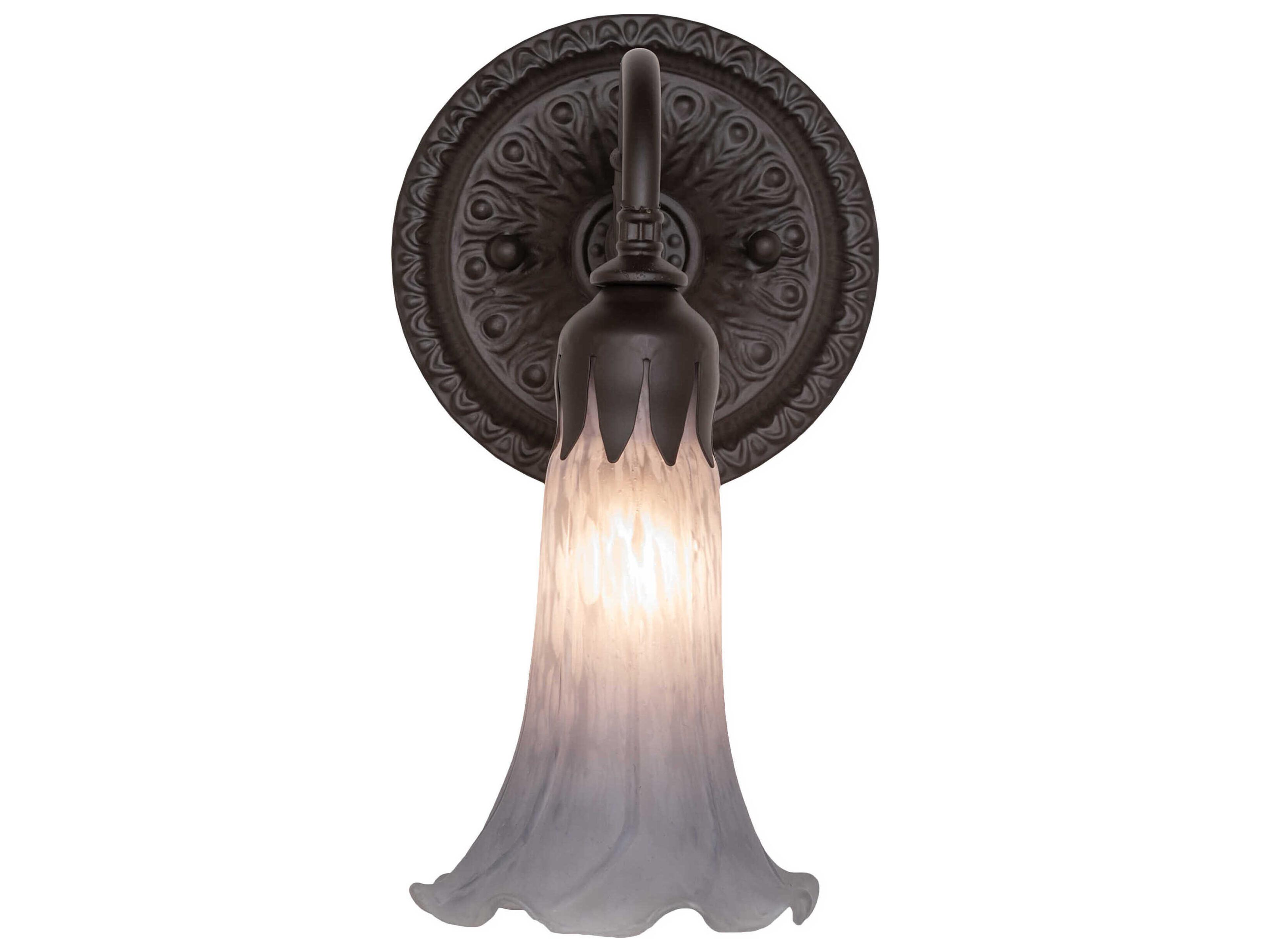 Meyda Pond Lily 1-Light Oil Rubbed Bronze Glass Wall Sconce