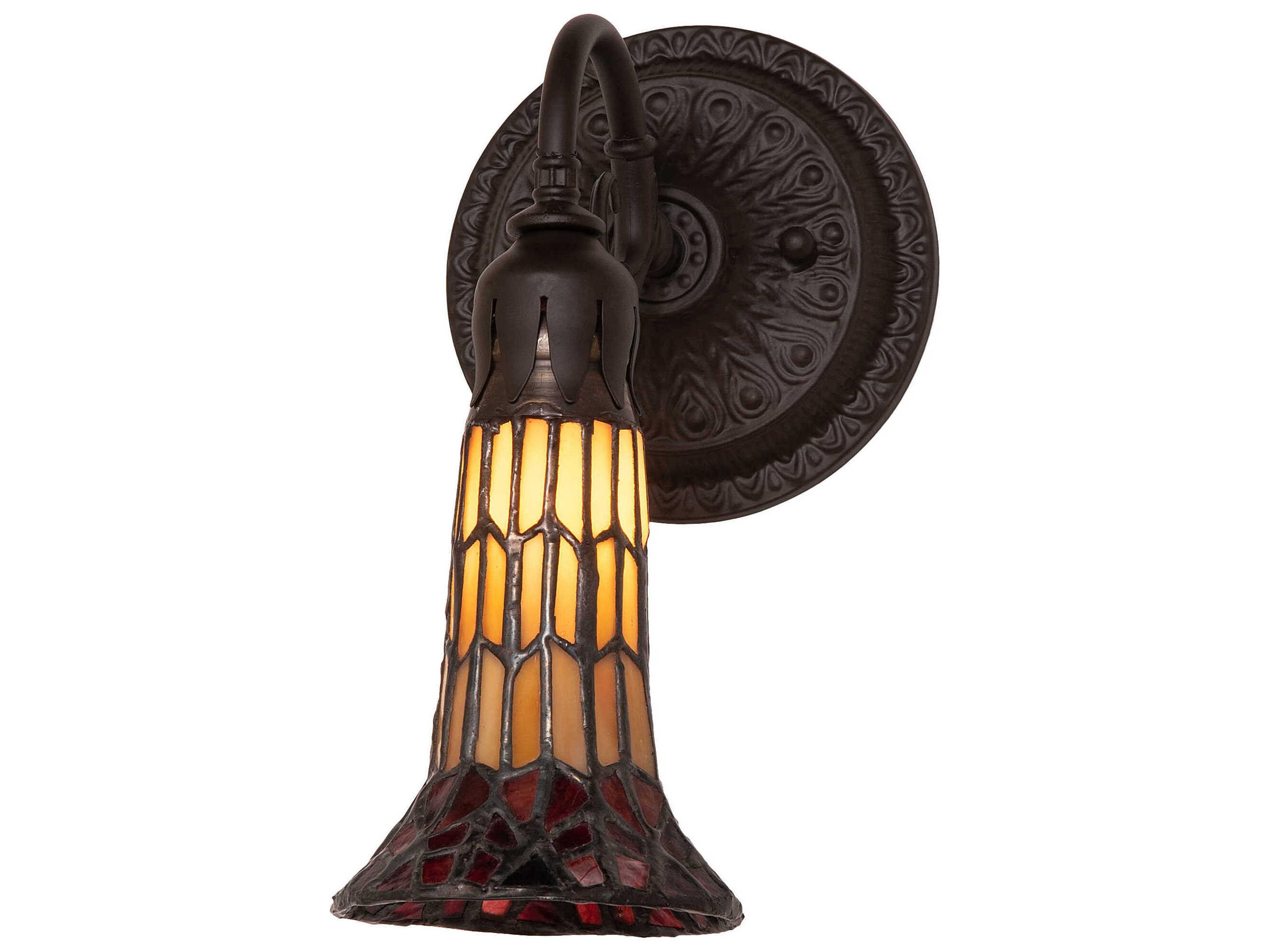 Stained Glass Pond Lily 1-Light Oil Rubbed Bronze Tiffany Wall Sconce