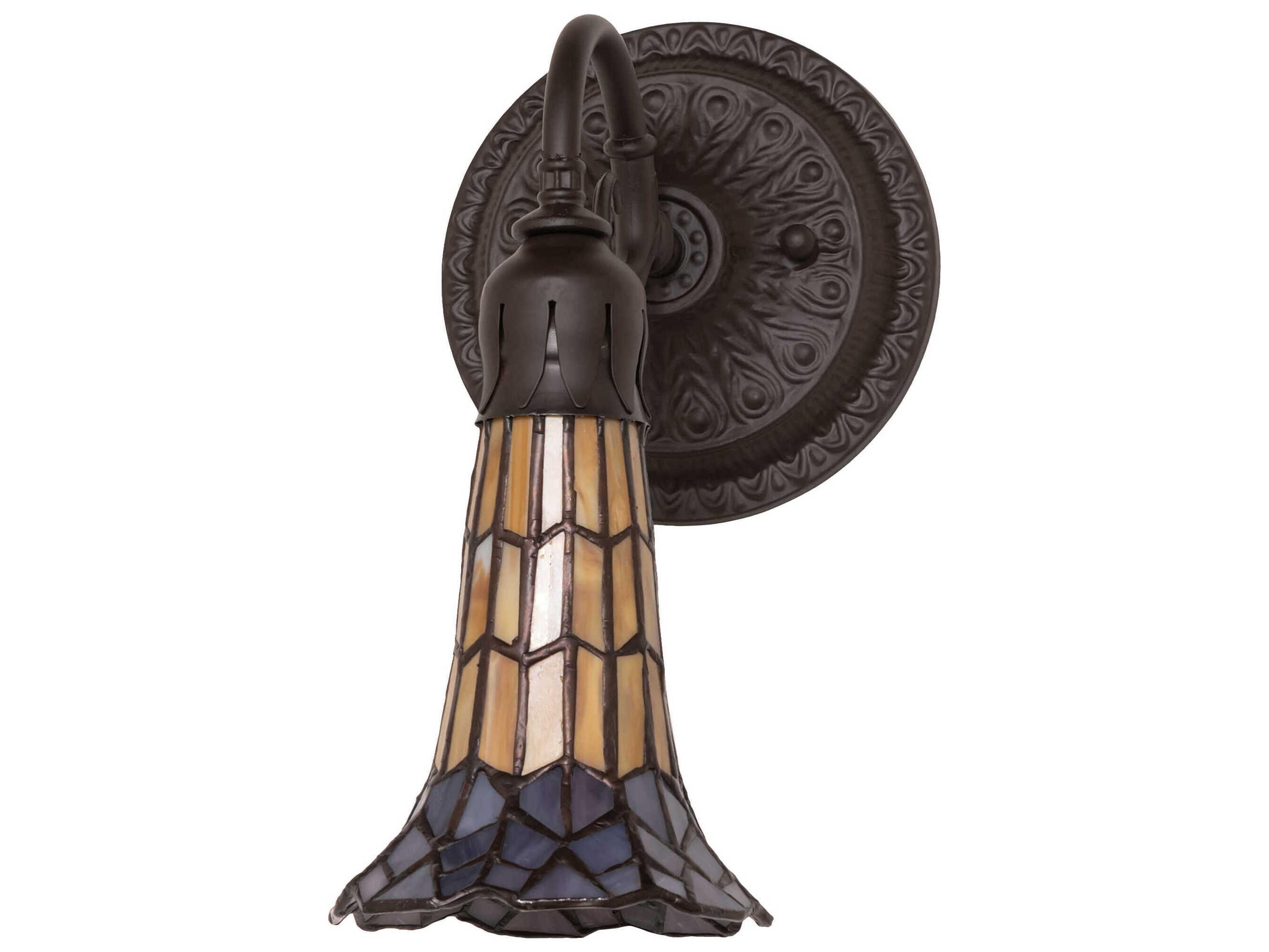 Meyda Stained Glass Pond Lily 1-Light Oil Rubbed Bronze Tiffany Wall Sconce