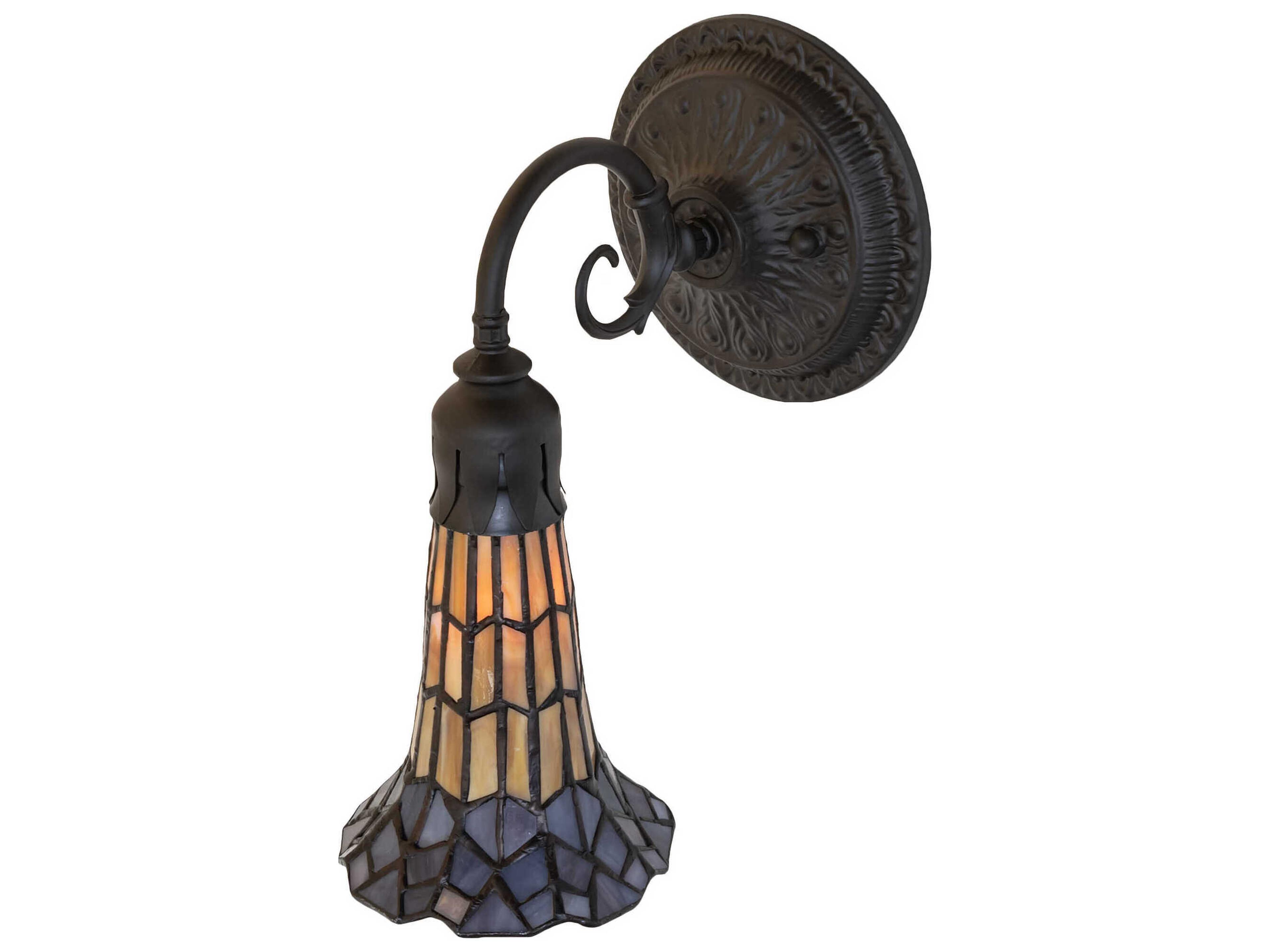 Meyda Stained Glass Pond Lily 1-Light Oil Rubbed Bronze Tiffany Wall Sconce