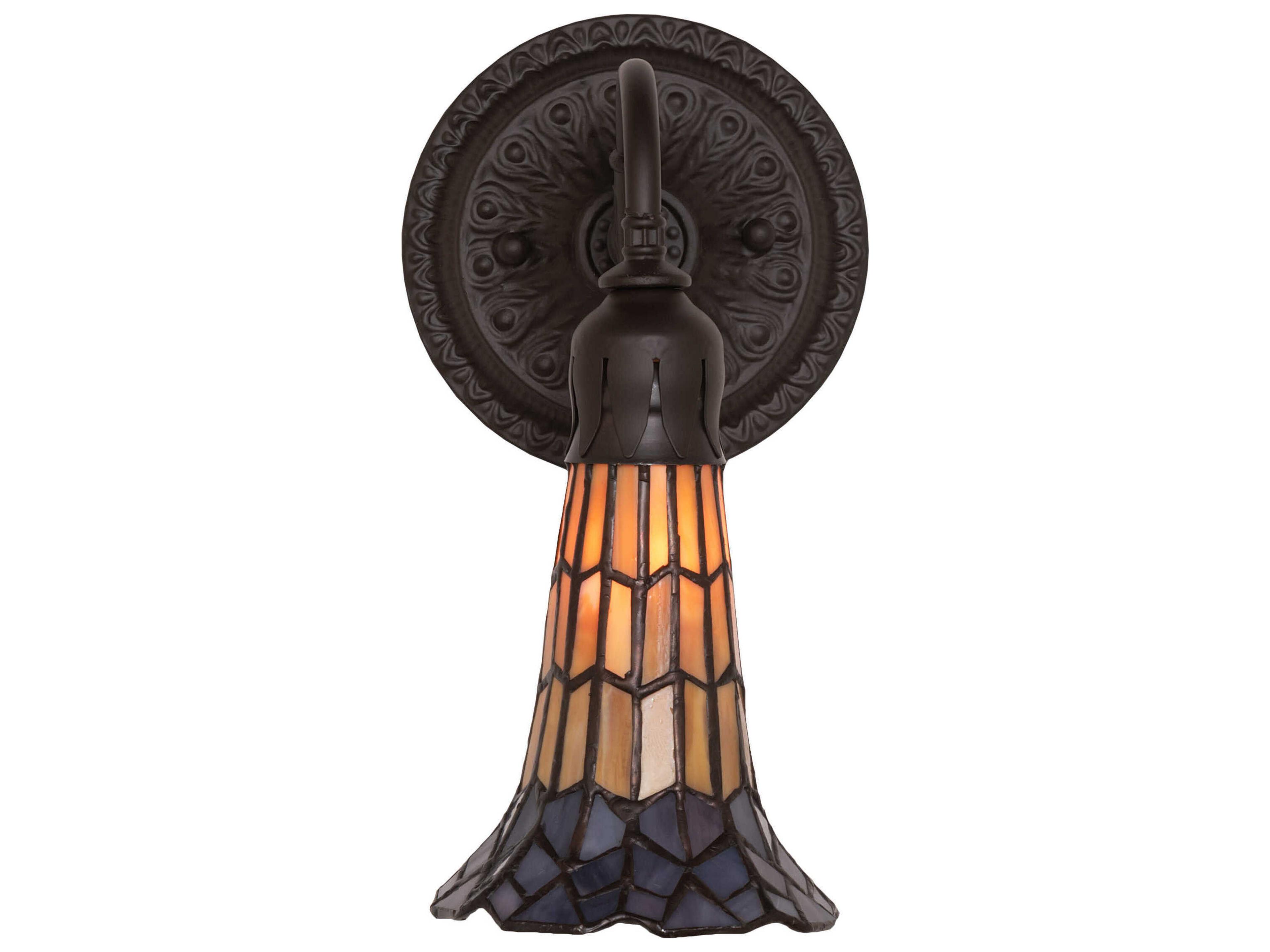 Meyda Stained Glass Pond Lily 1-Light Oil Rubbed Bronze Tiffany Wall Sconce