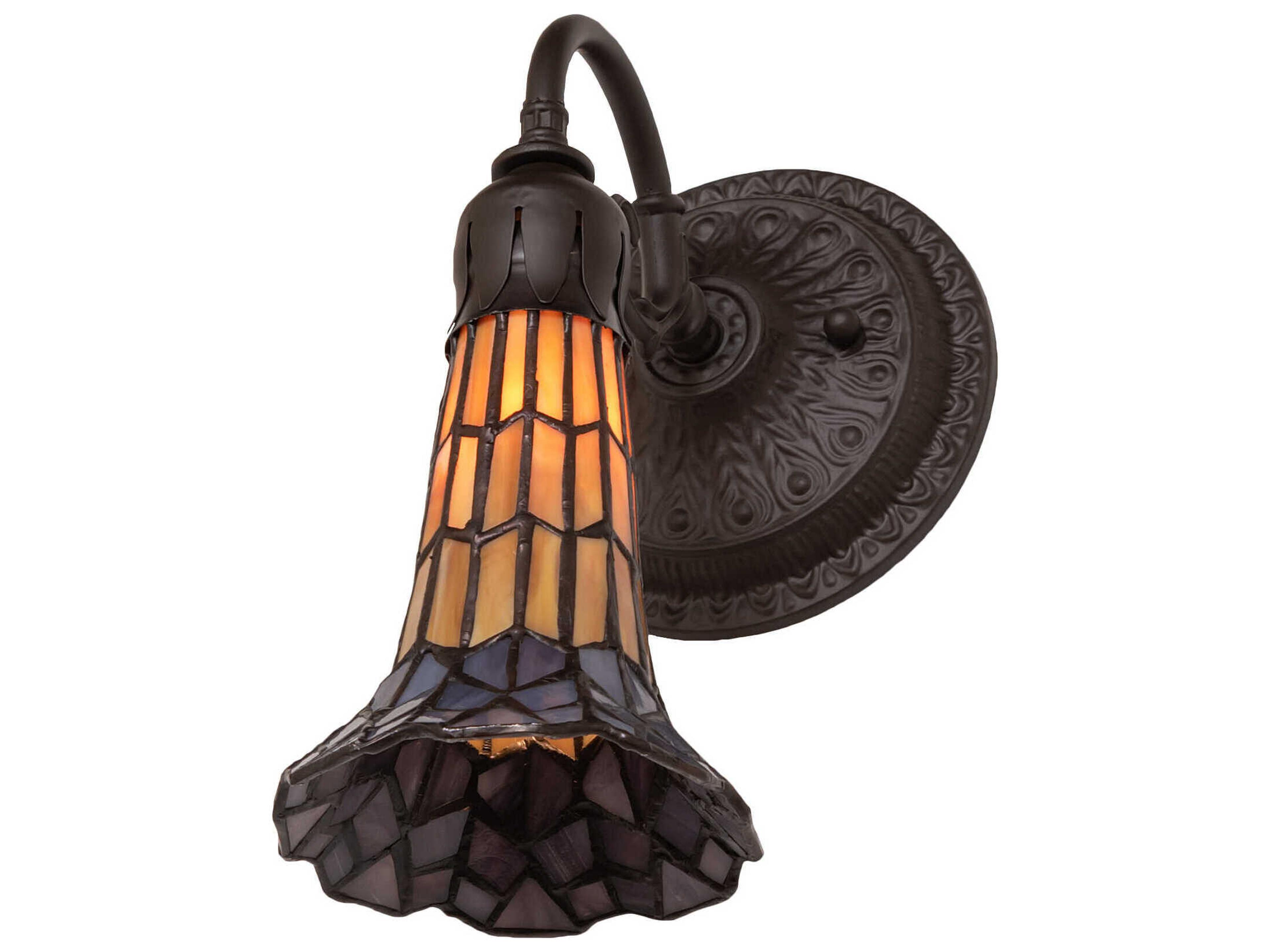 Meyda Stained Glass Pond Lily 1-Light Oil Rubbed Bronze Tiffany Wall Sconce