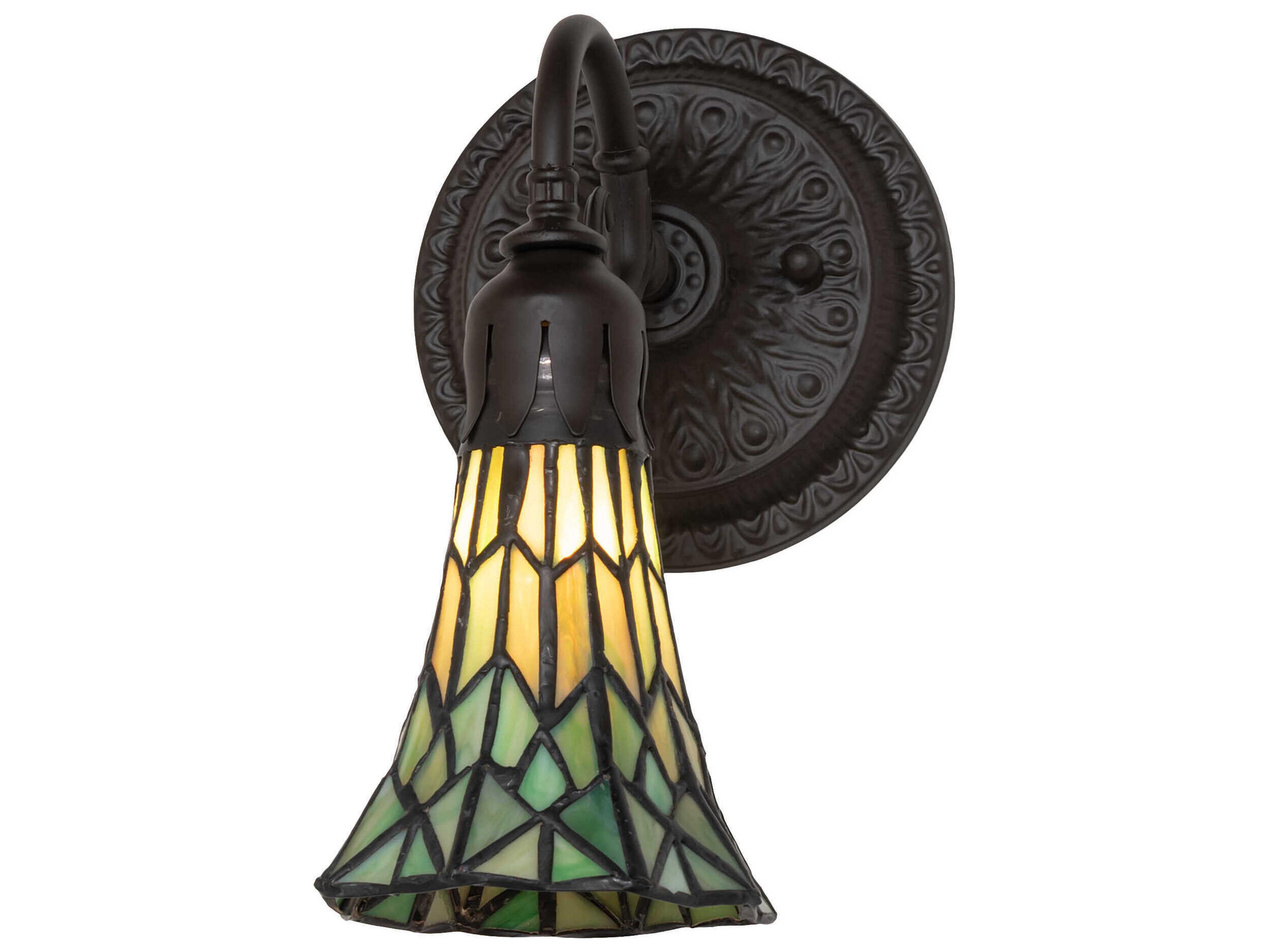 Stained Glass Pond Lily 1-Light Oil Rubbed Bronze Tiffany Wall Sconce