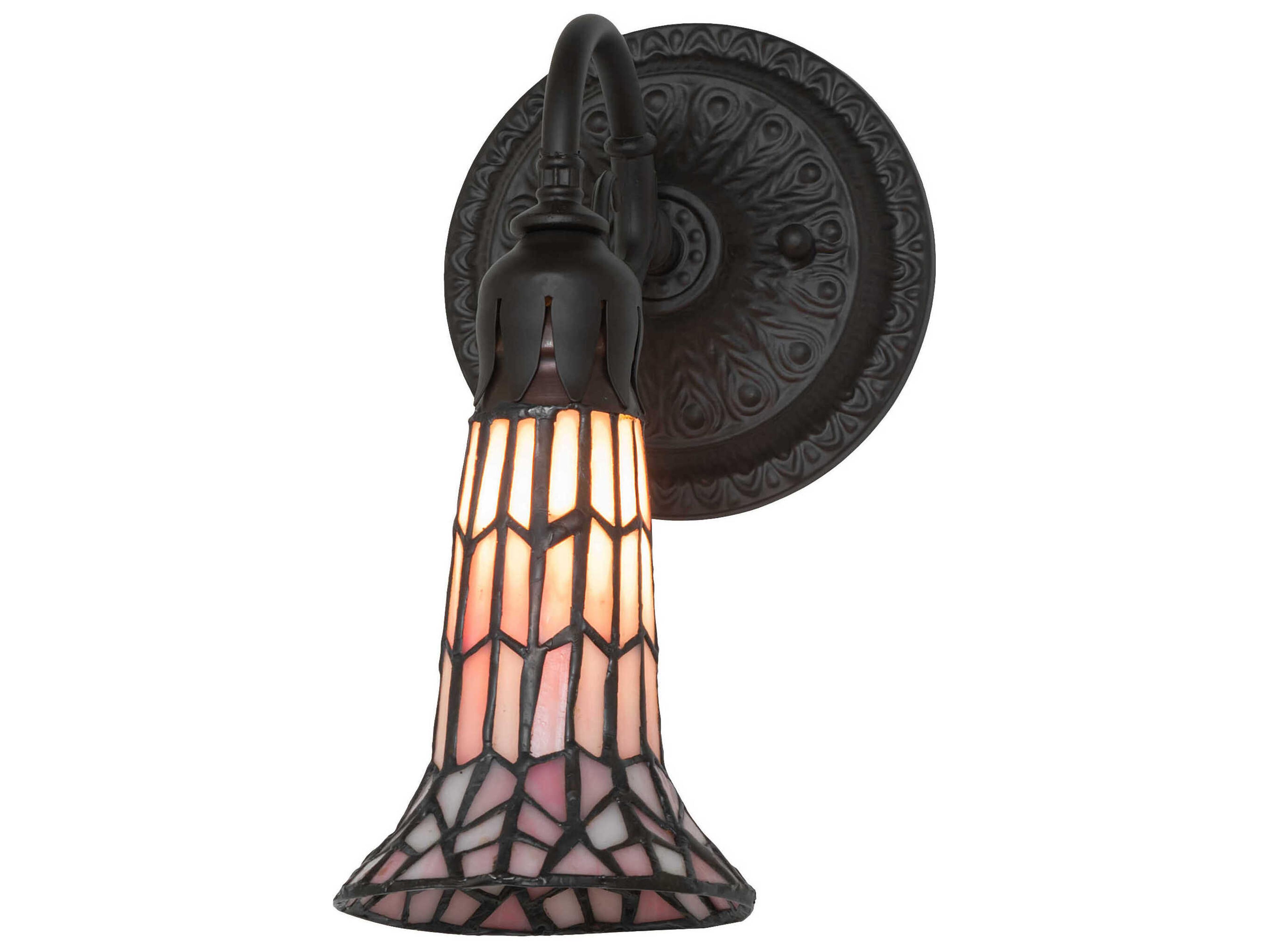 Stained Glass Pond Lily 1-Light Oil Rubbed Bronze Tiffany Wall Sconce