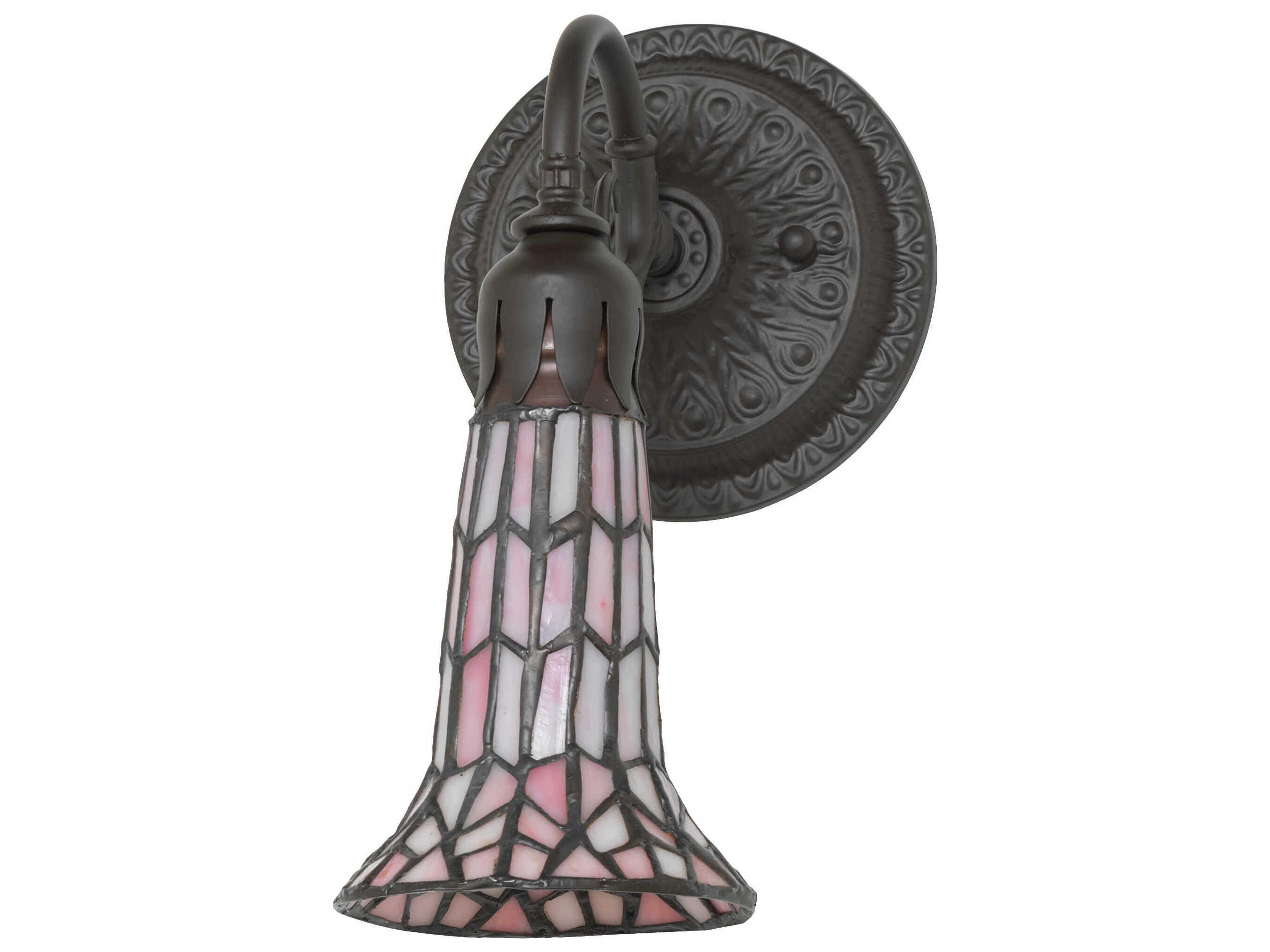 Meyda Stained Glass Pond Lily 1-Light Oil Rubbed Bronze Tiffany Wall Sconce