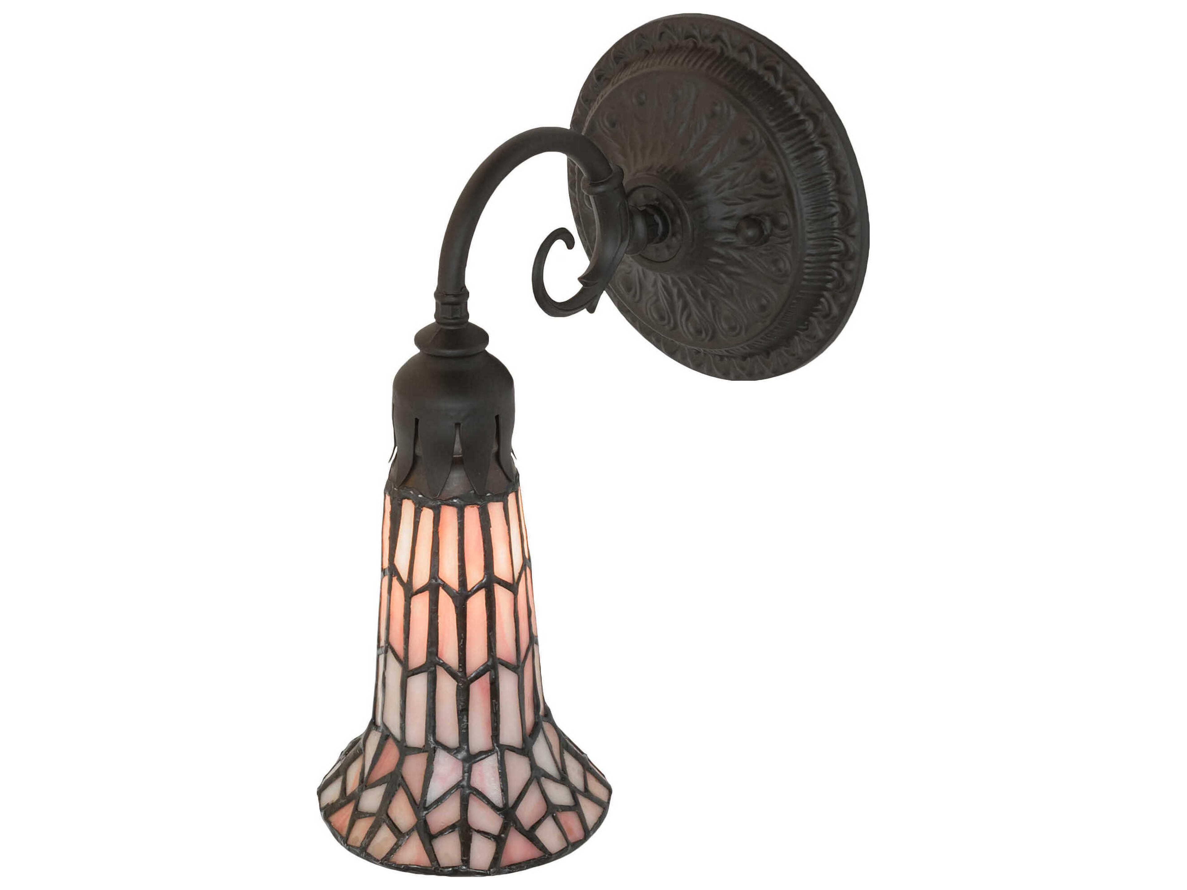 Meyda Stained Glass Pond Lily 1-Light Oil Rubbed Bronze Tiffany Wall Sconce