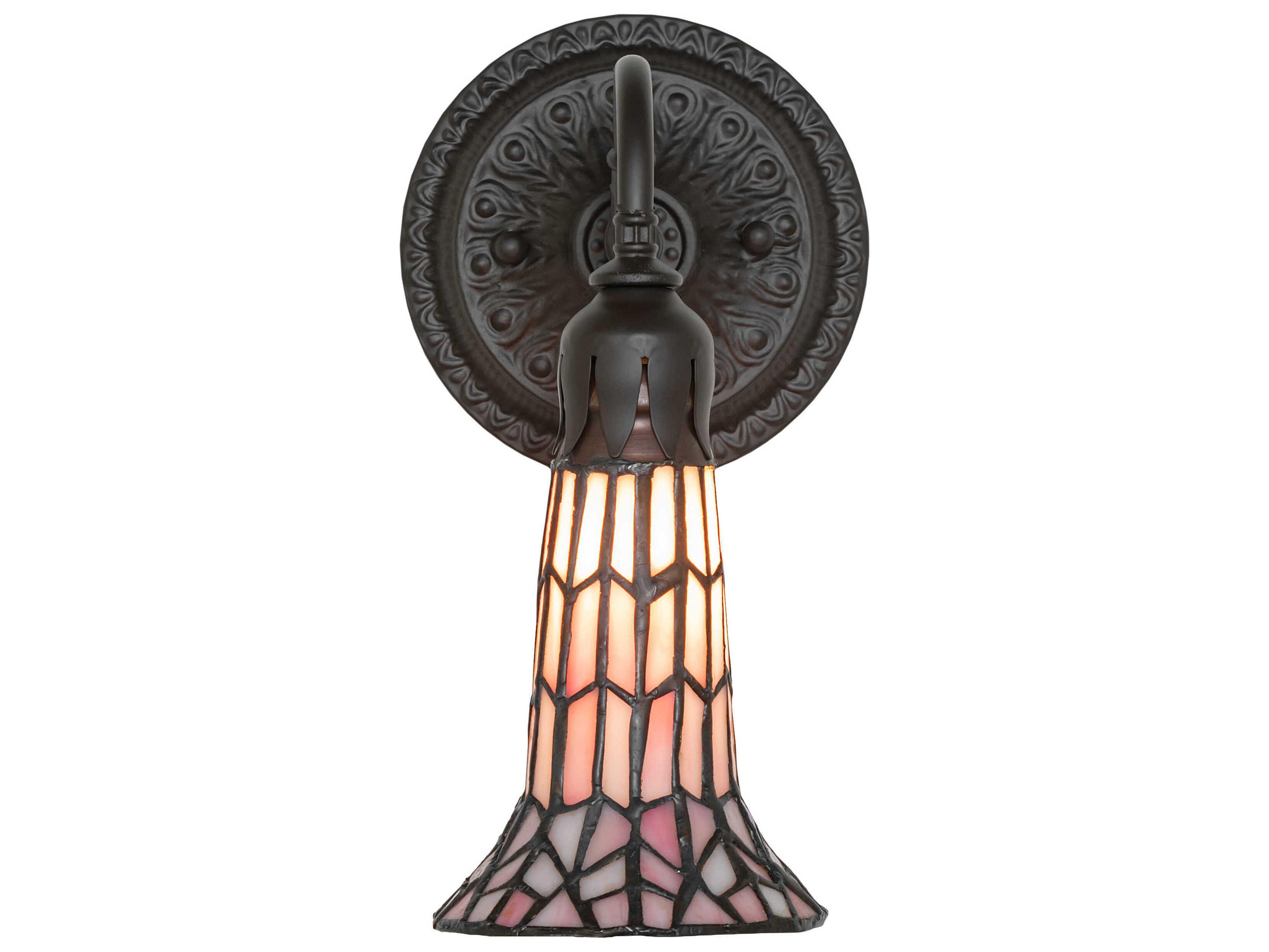 Meyda Stained Glass Pond Lily 1-Light Oil Rubbed Bronze Tiffany Wall Sconce