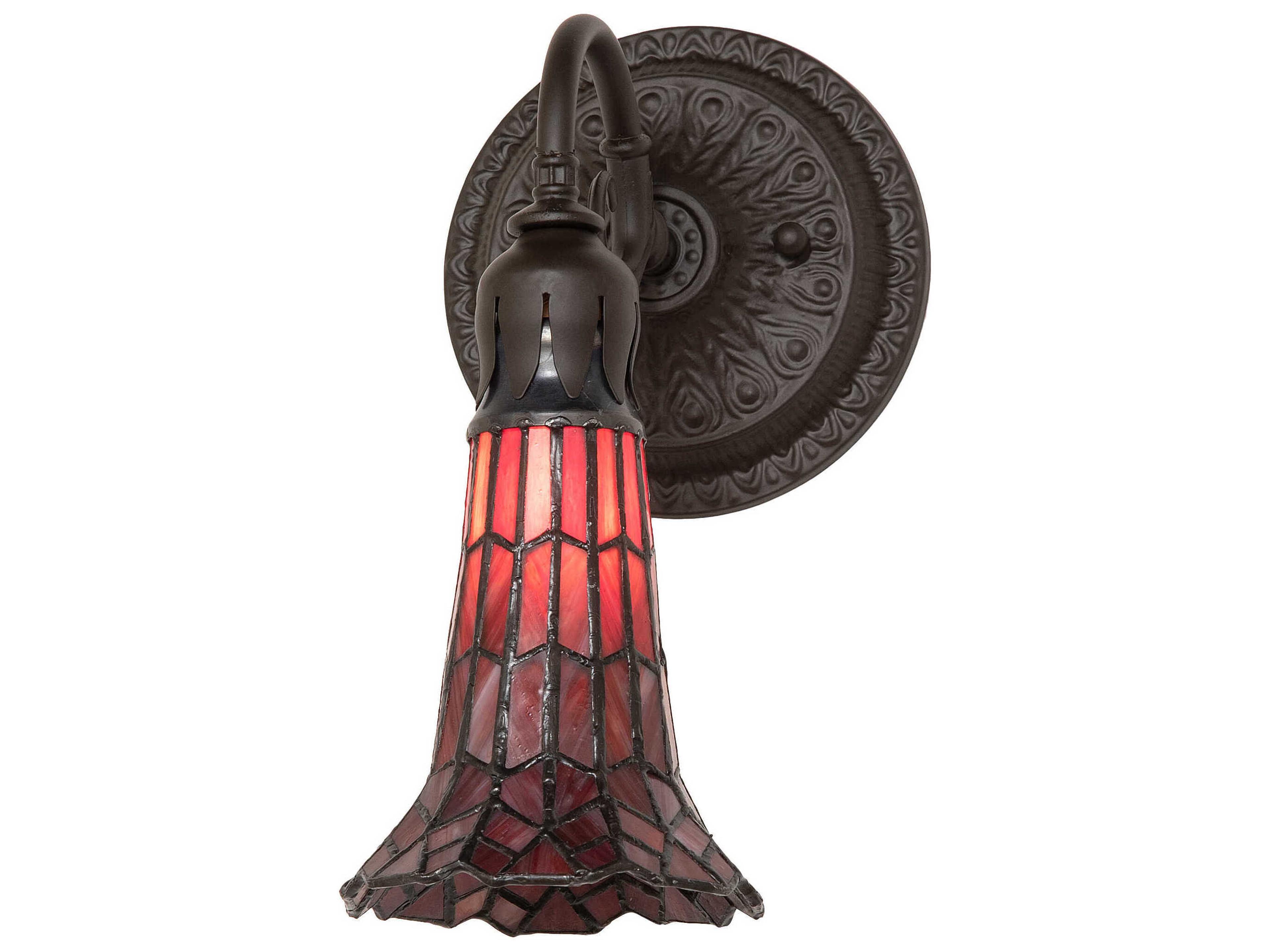 Stained Glass Pond Lily 1-Light Oil Rubbed Bronze Tiffany Wall Sconce