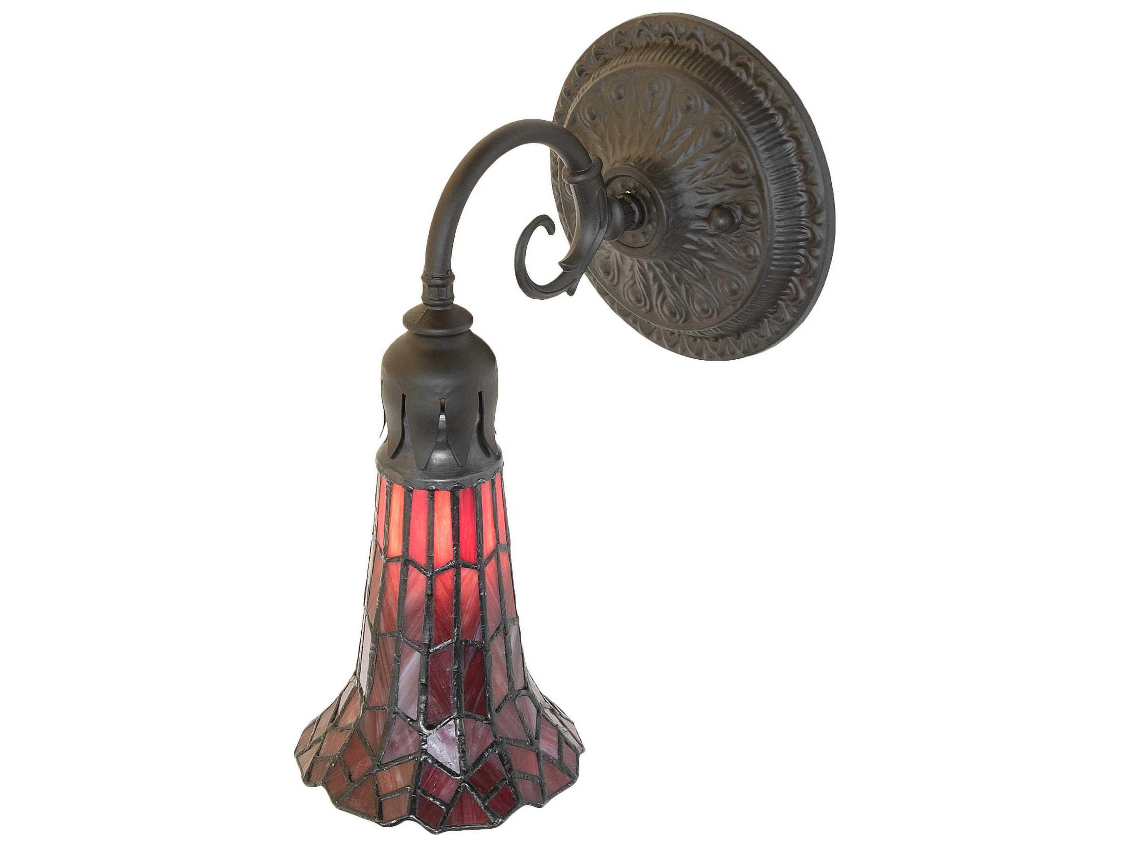 Meyda Stained Glass Pond Lily 1-Light Oil Rubbed Bronze Tiffany Wall Sconce