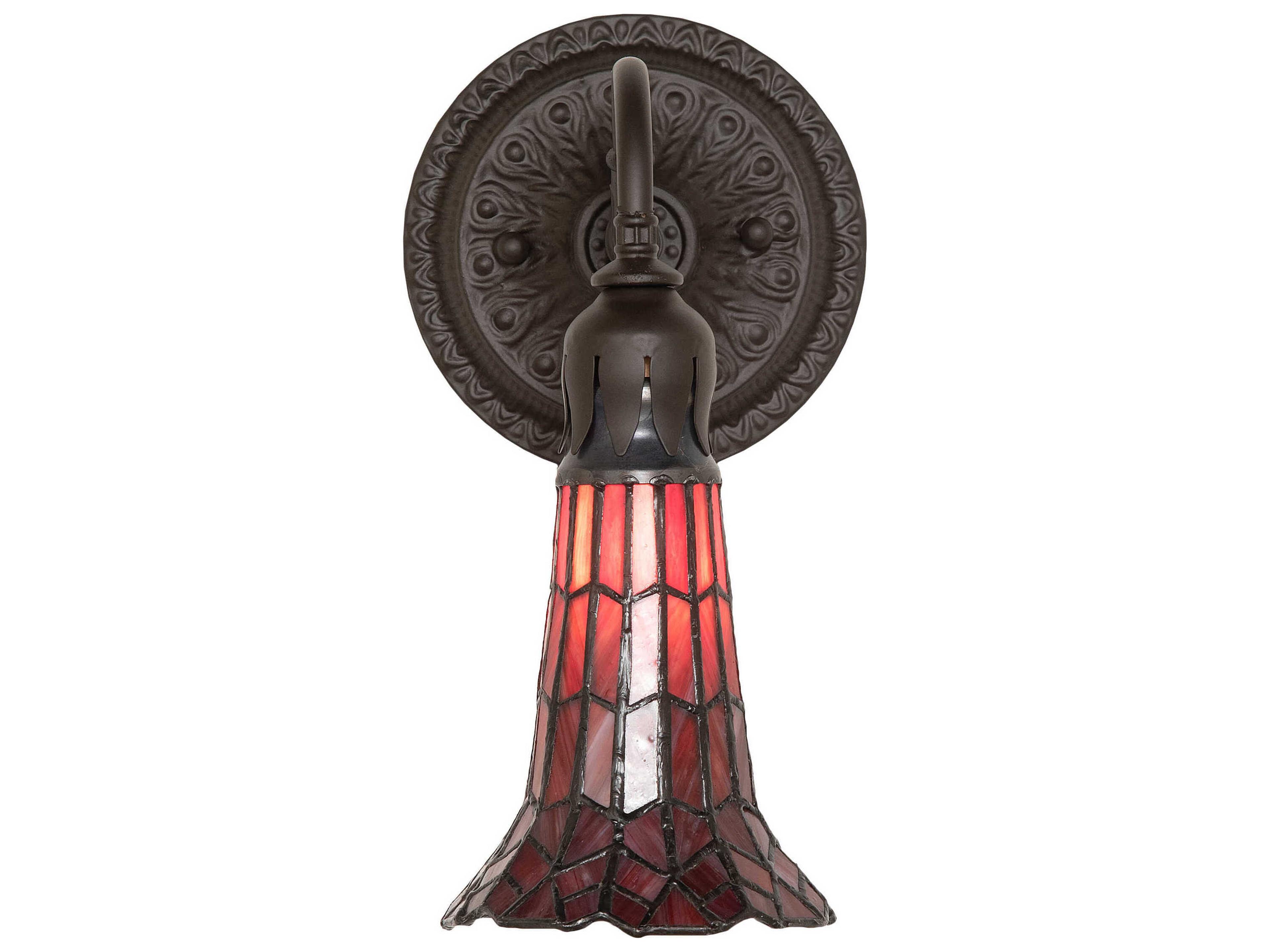 Meyda Stained Glass Pond Lily 1-Light Oil Rubbed Bronze Tiffany Wall Sconce