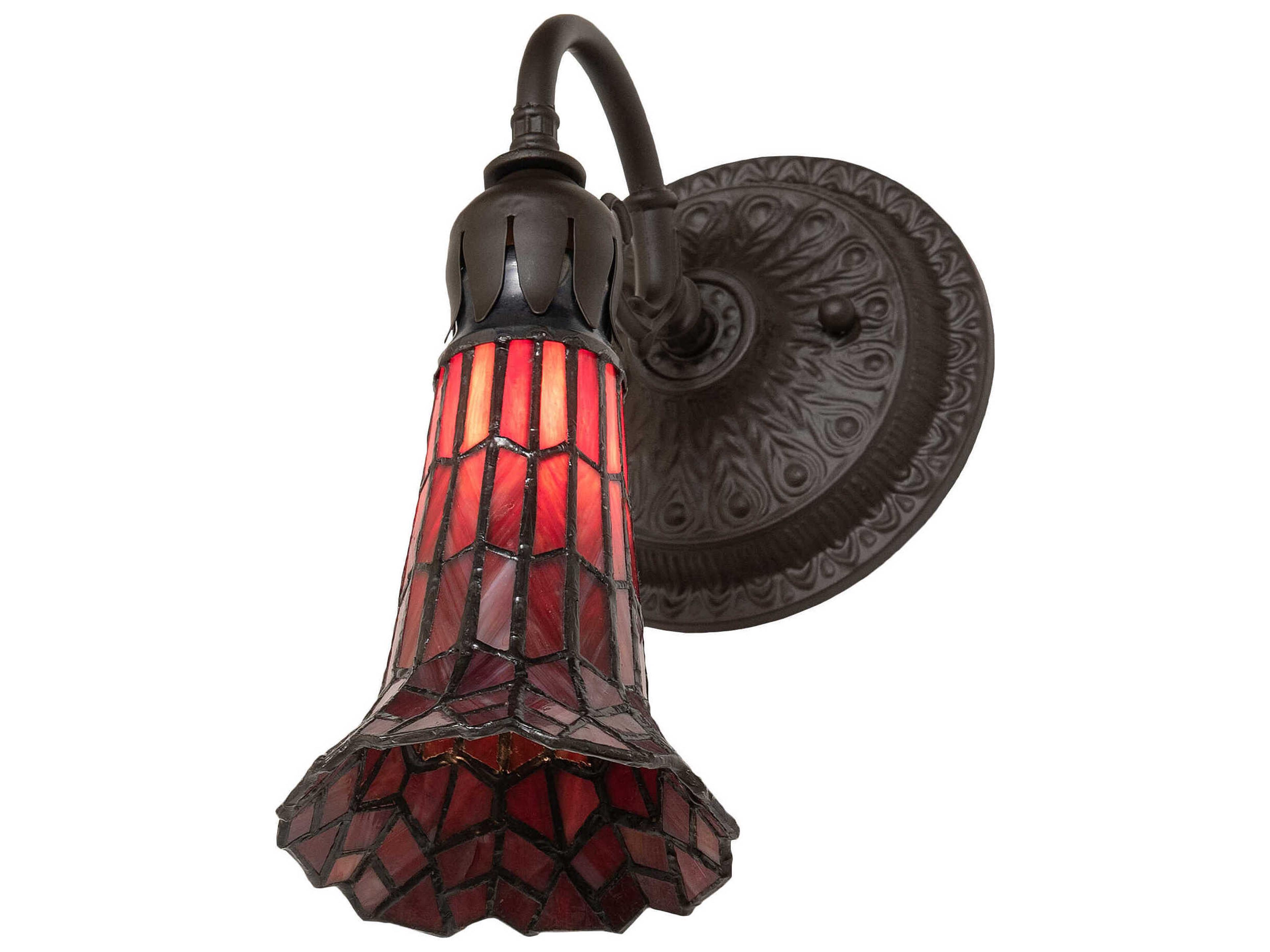 Meyda Stained Glass Pond Lily 1-Light Oil Rubbed Bronze Tiffany Wall Sconce