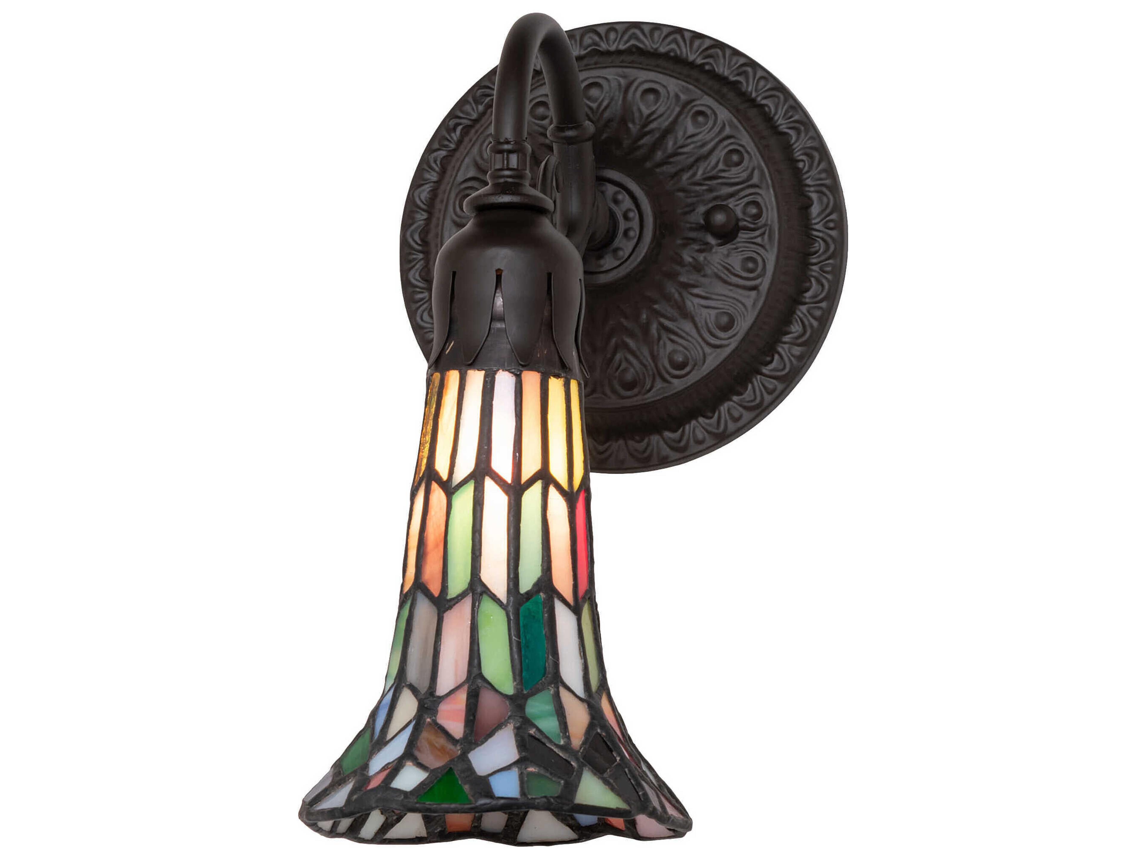 Stained Glass Pond Lily 1-Light Oil Rubbed Bronze Tiffany Wall Sconce