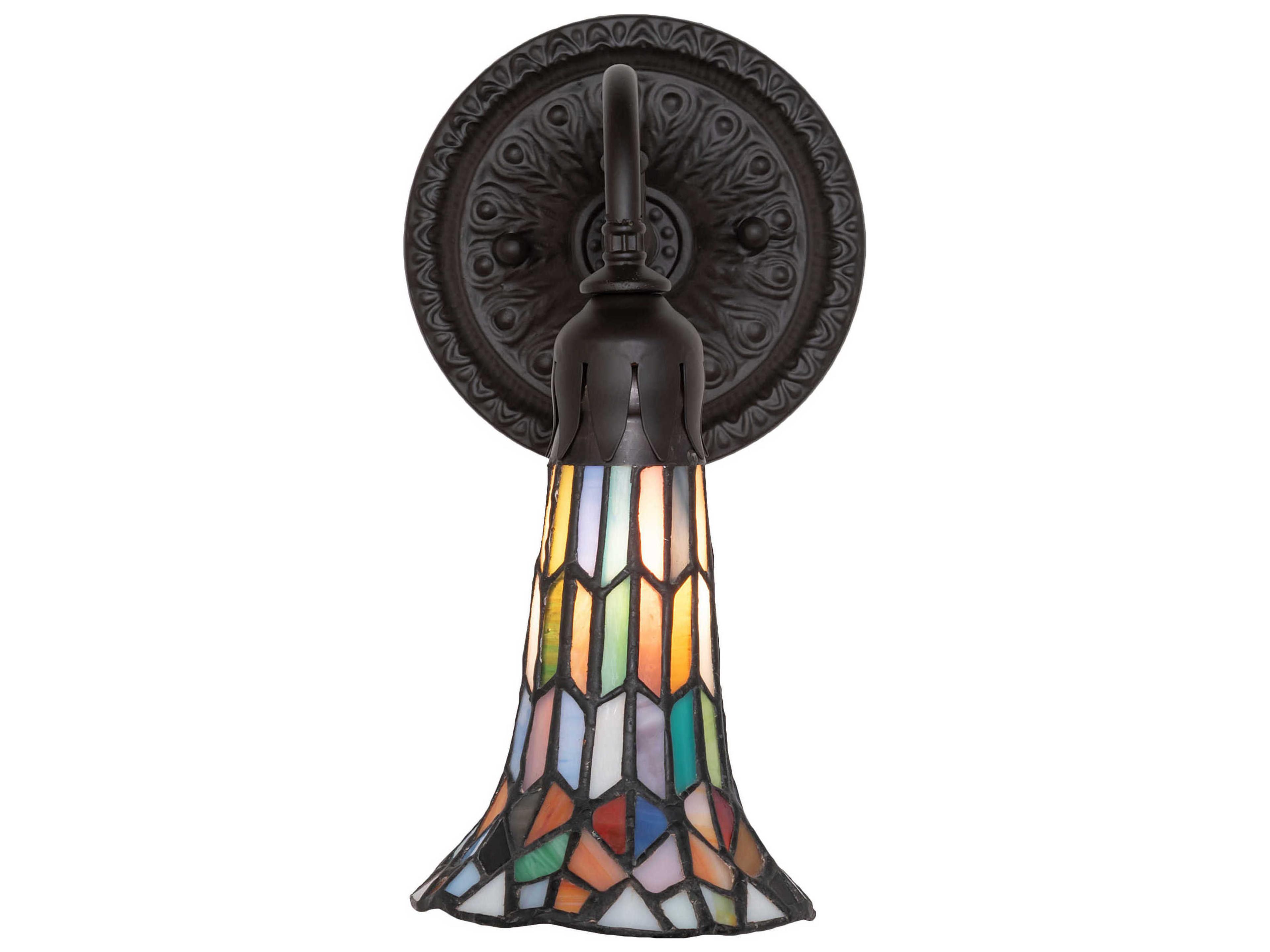 Meyda Stained Glass Pond Lily 1-Light Oil Rubbed Bronze Tiffany Wall Sconce