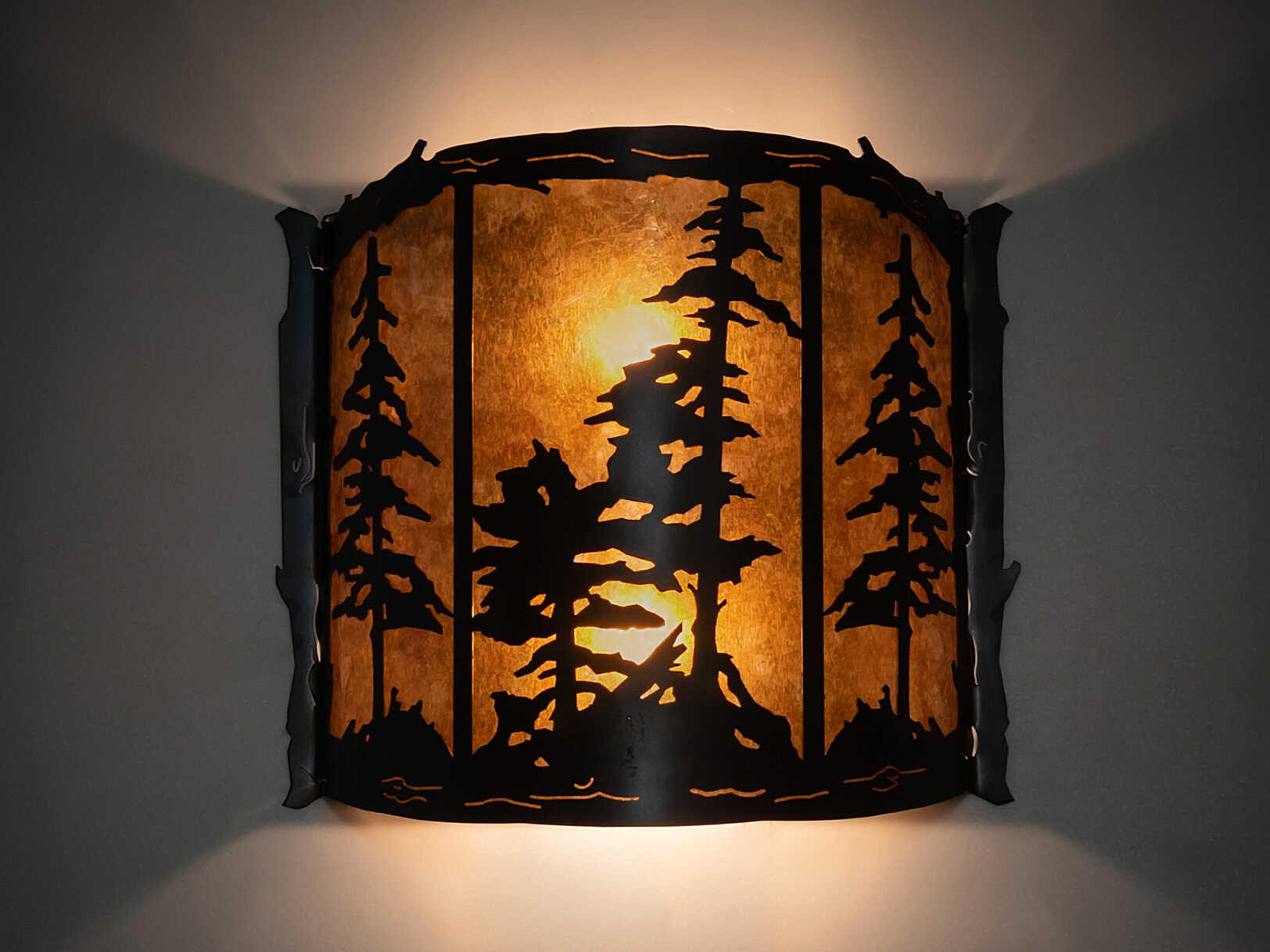 Meyda Pines 2-Light Antique Copper Burnished Glass Wall Sconce