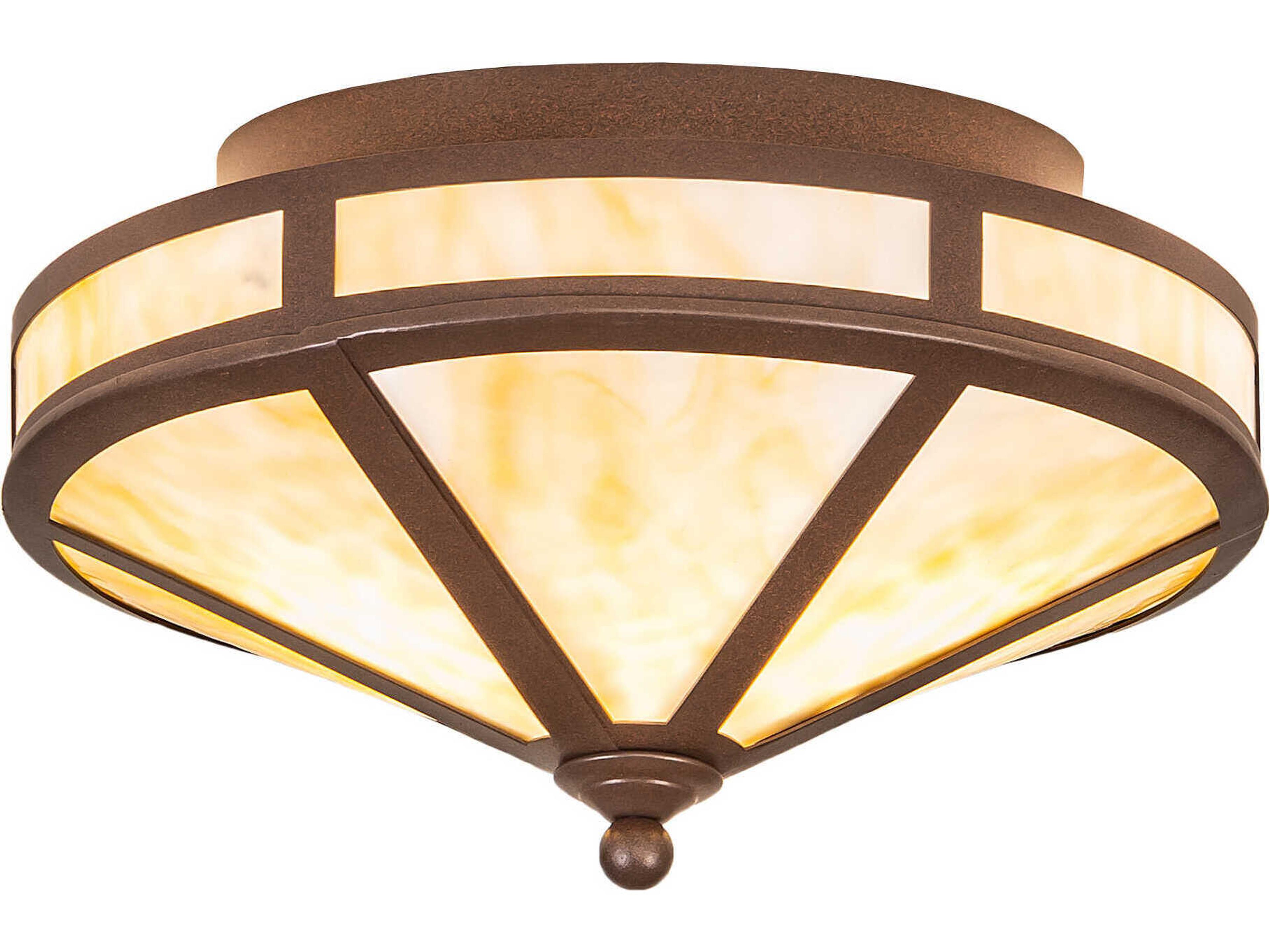 Meyda 2-Light Brown Glass Flush Mount
