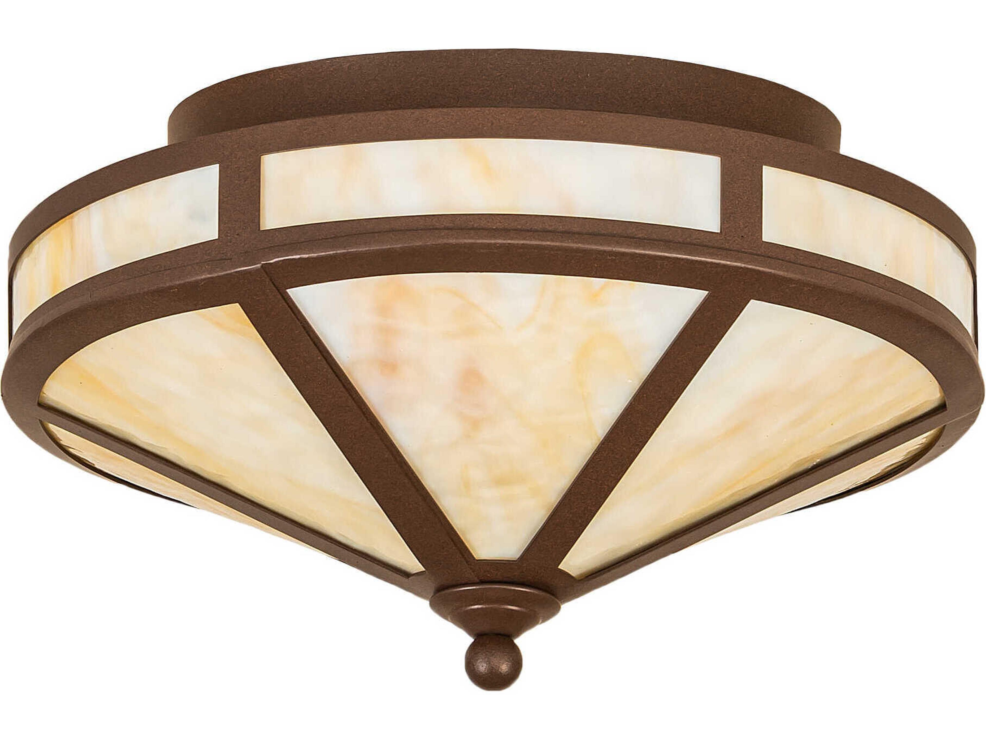 Meyda 2-Light Brown Glass Flush Mount