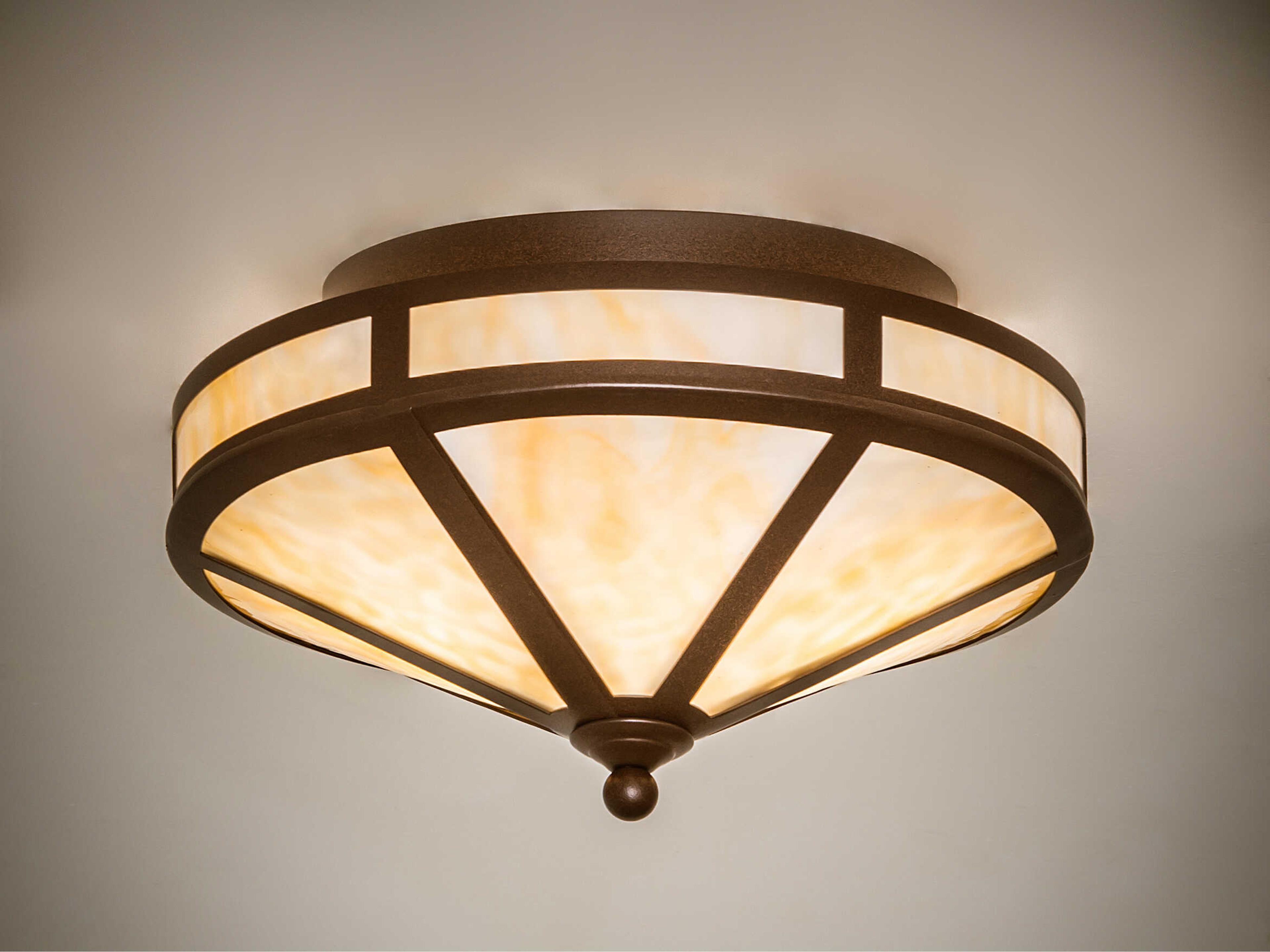 Meyda 2-Light Brown Glass Flush Mount