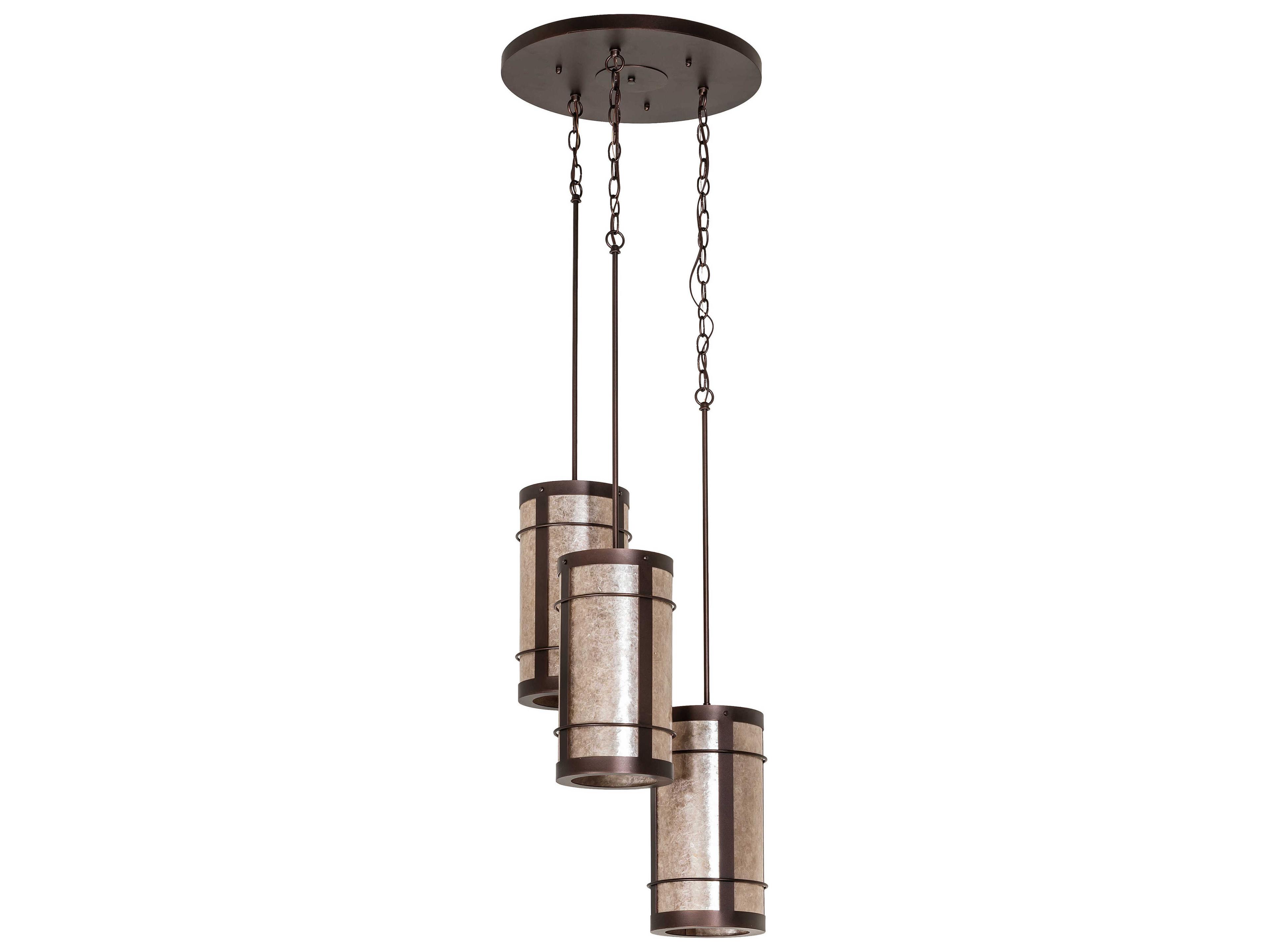 Meyda 3-Light Mahogany Bronze Glass Cylinder Pendant