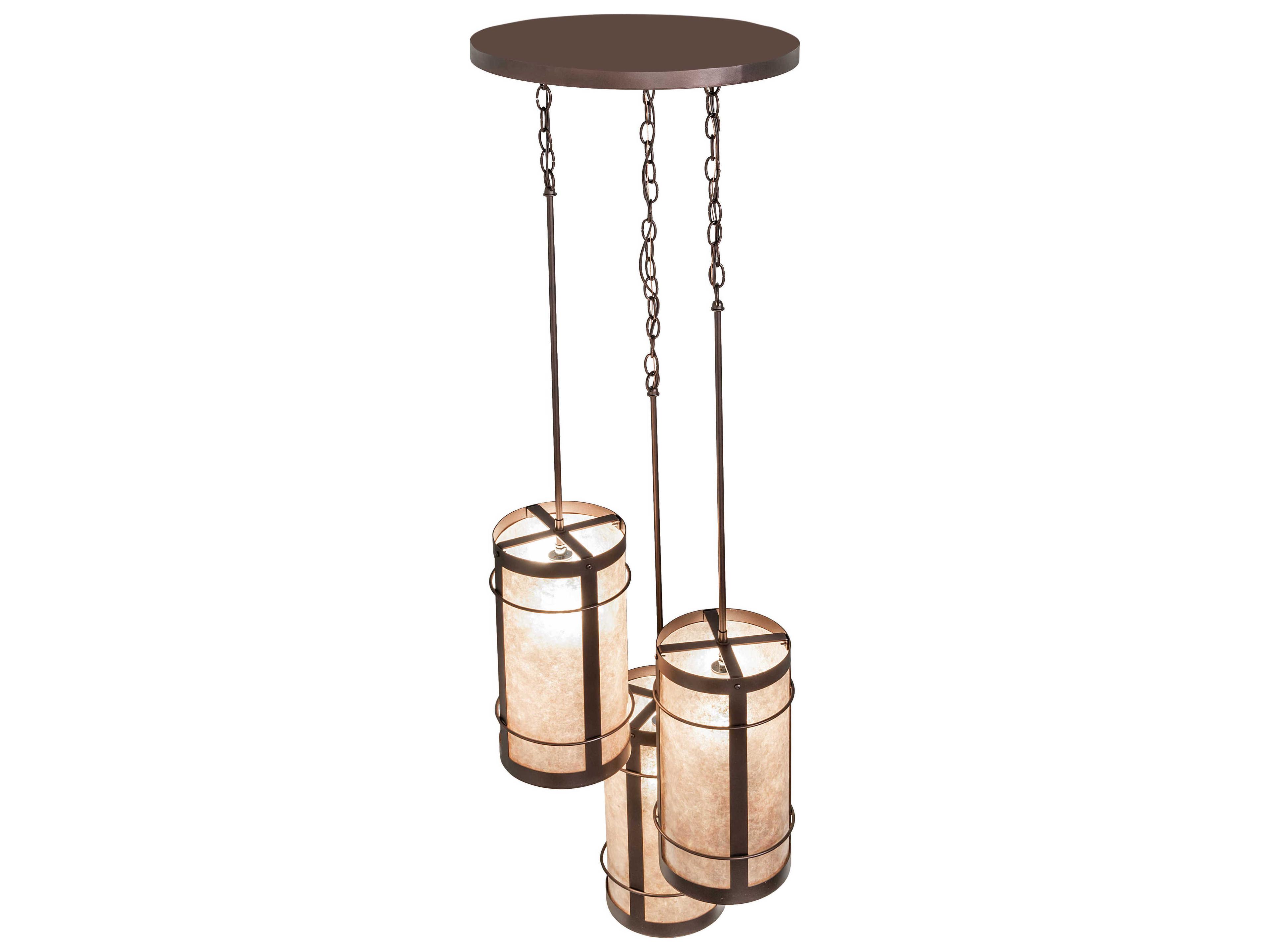 Meyda 3-Light Mahogany Bronze Glass Cylinder Pendant
