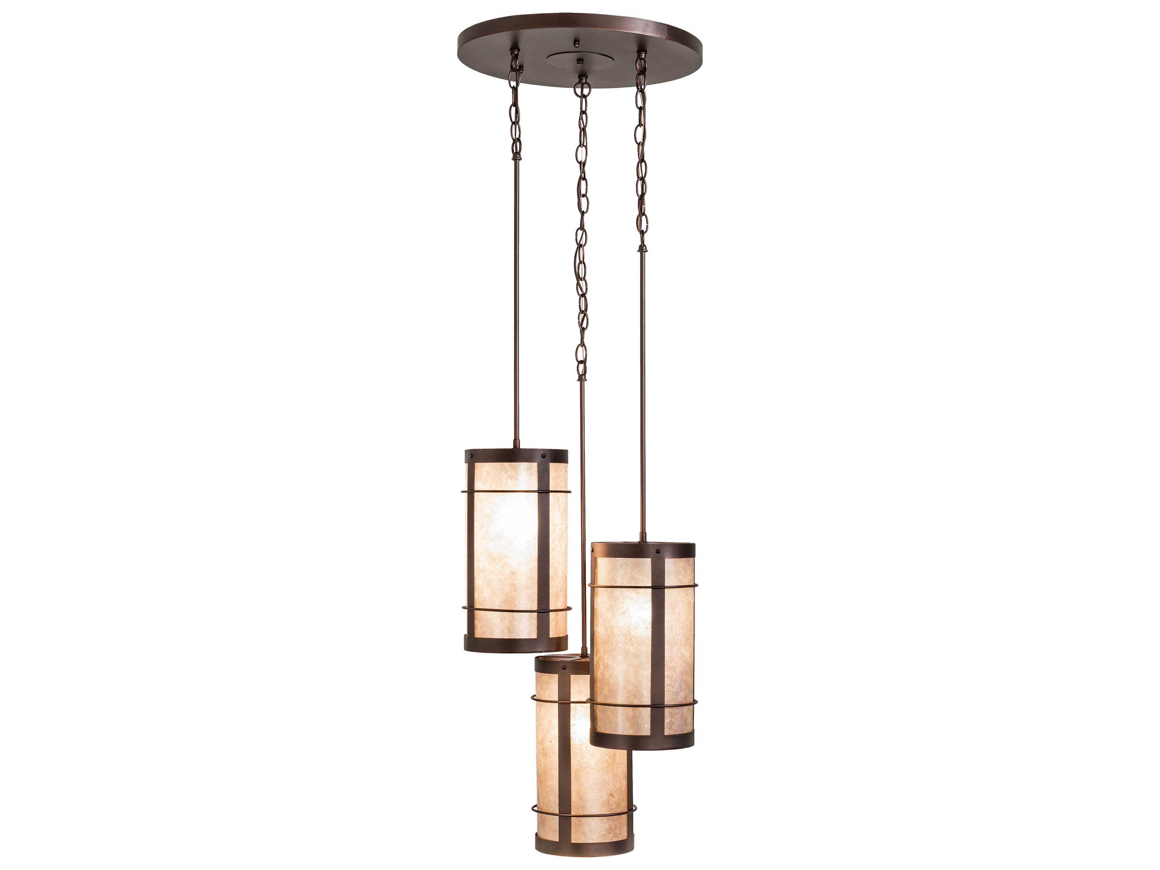 Meyda 3-Light Mahogany Bronze Glass Cylinder Pendant
