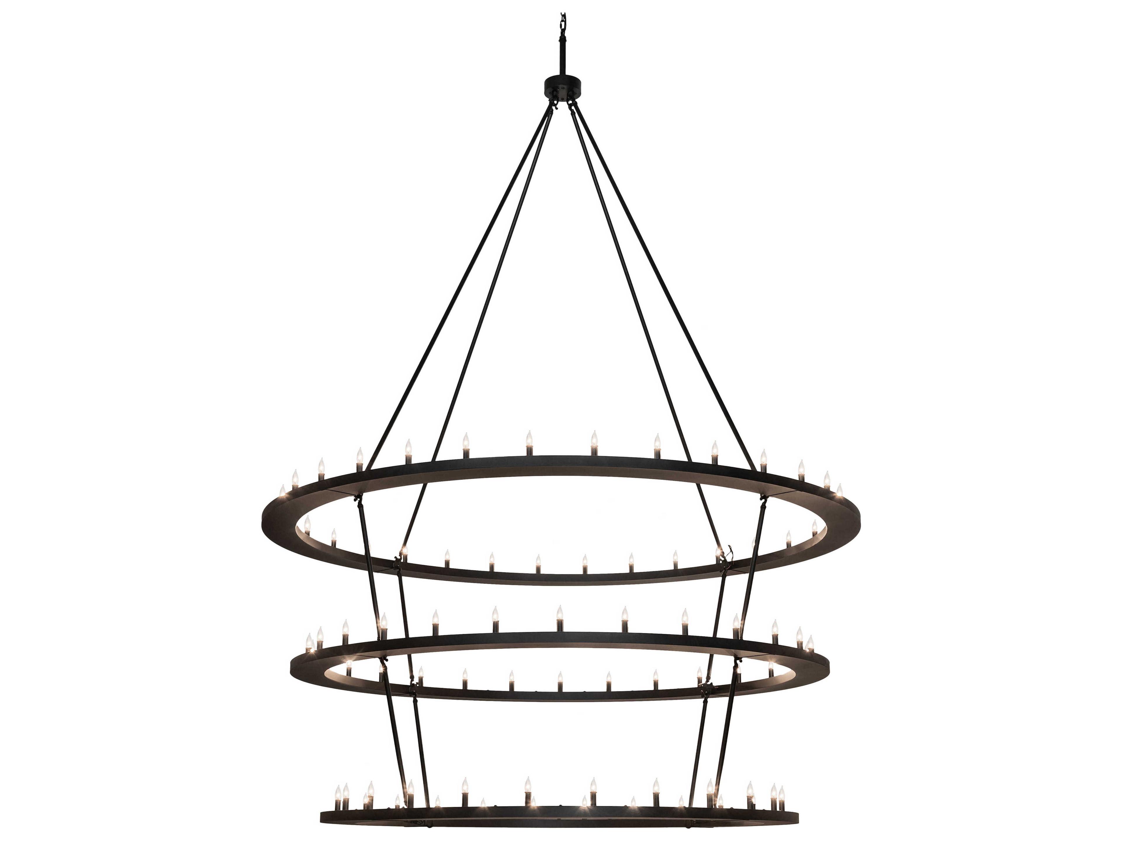 Loxley 85-Light Textured Black Candelabra Tiered Chandelier