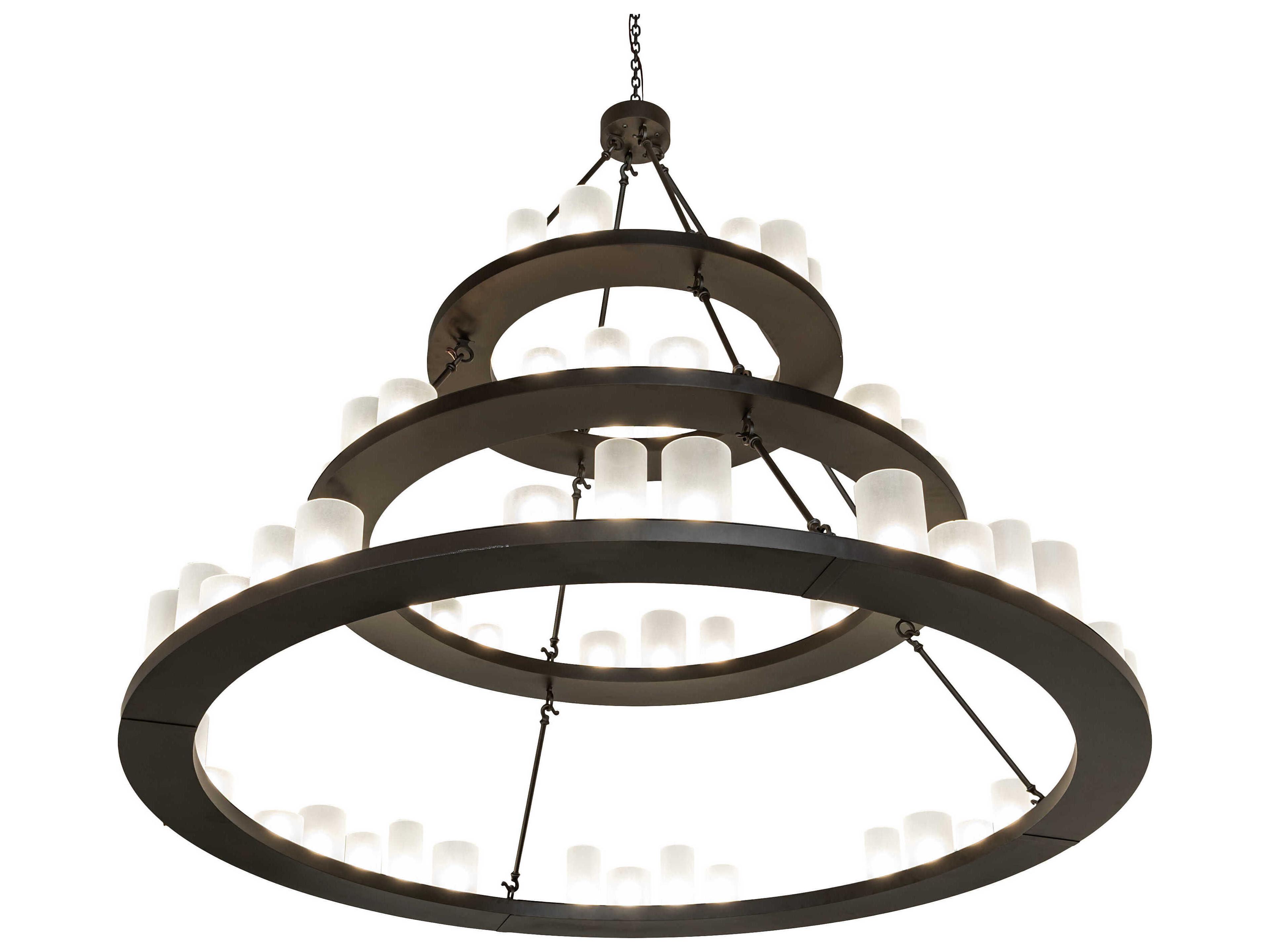 Meyda Loxley 63-Light Oil Rubbed Bronze Glass Cylinder Tiered Chandelier