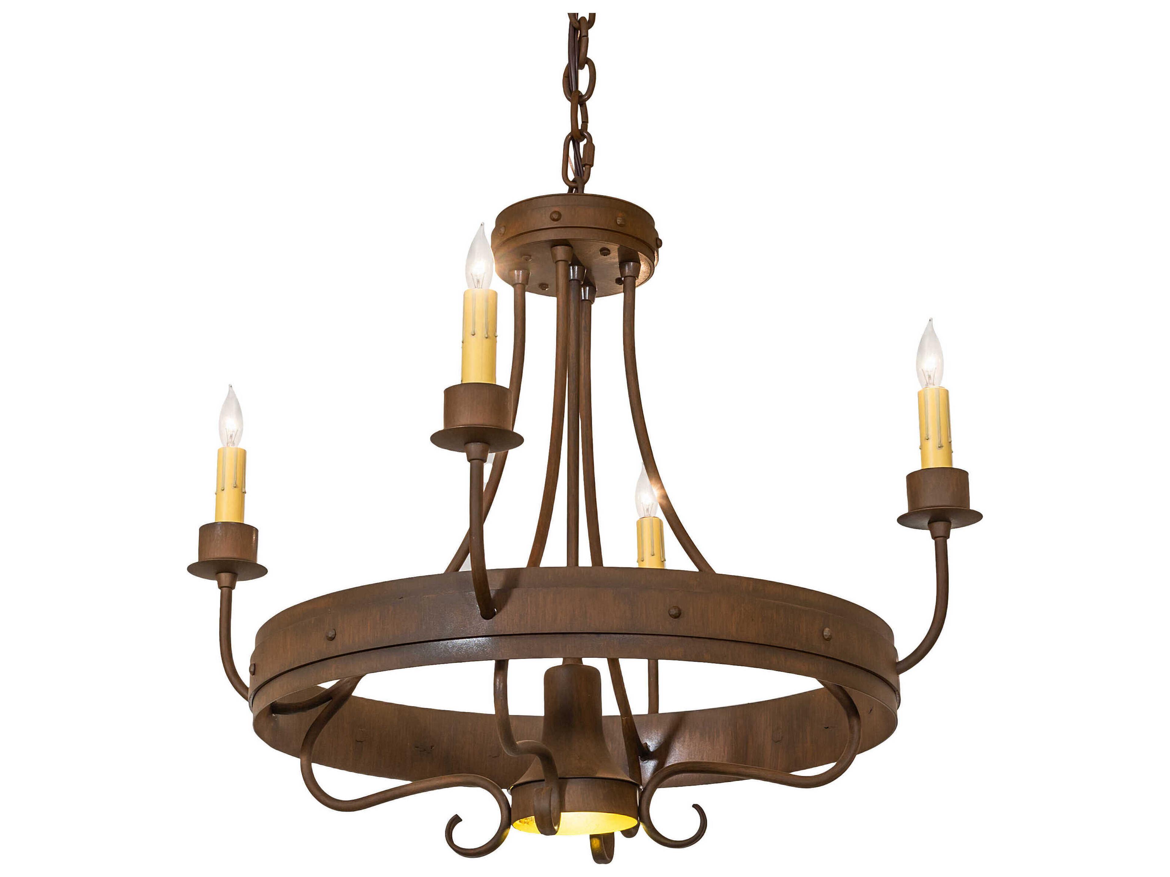 4-Light Rustic Iron Bronze Chandelier