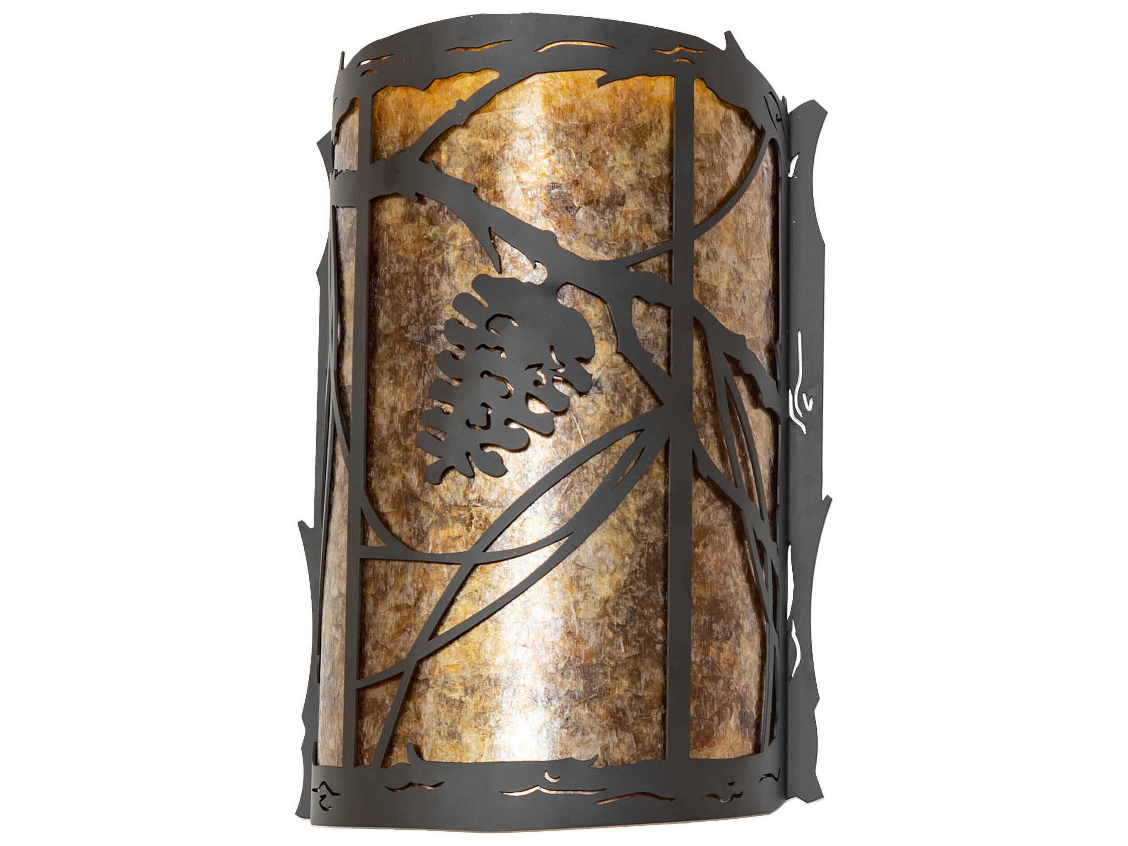 Meyda Whispering Pines 2-Light Oil Rubbed Bronze Glass Wall Sconce