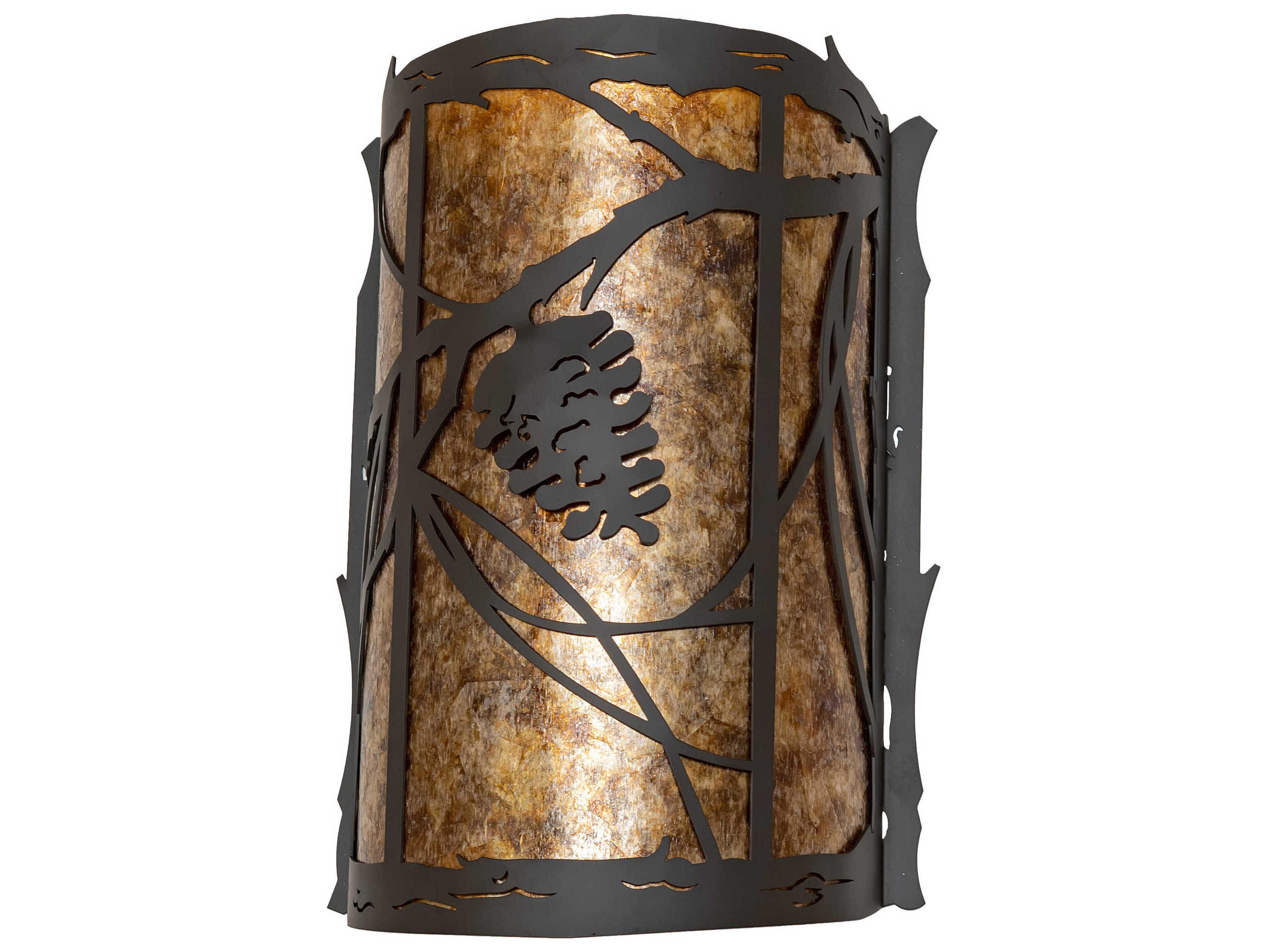 Meyda Whispering Pines 2-Light Oil Rubbed Bronze Glass Wall Sconce