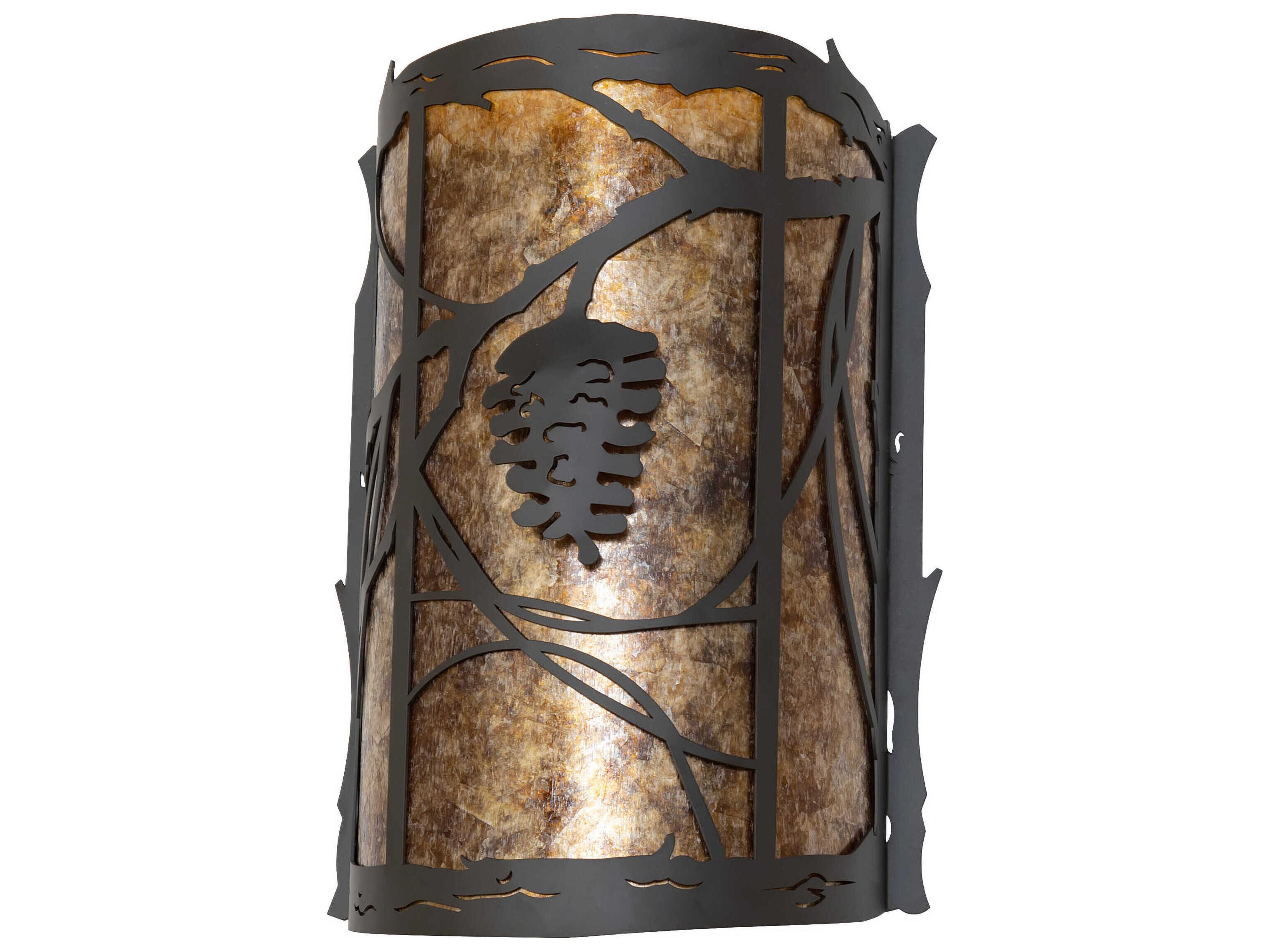 Meyda Whispering Pines 2-Light Oil Rubbed Bronze Glass Wall Sconce