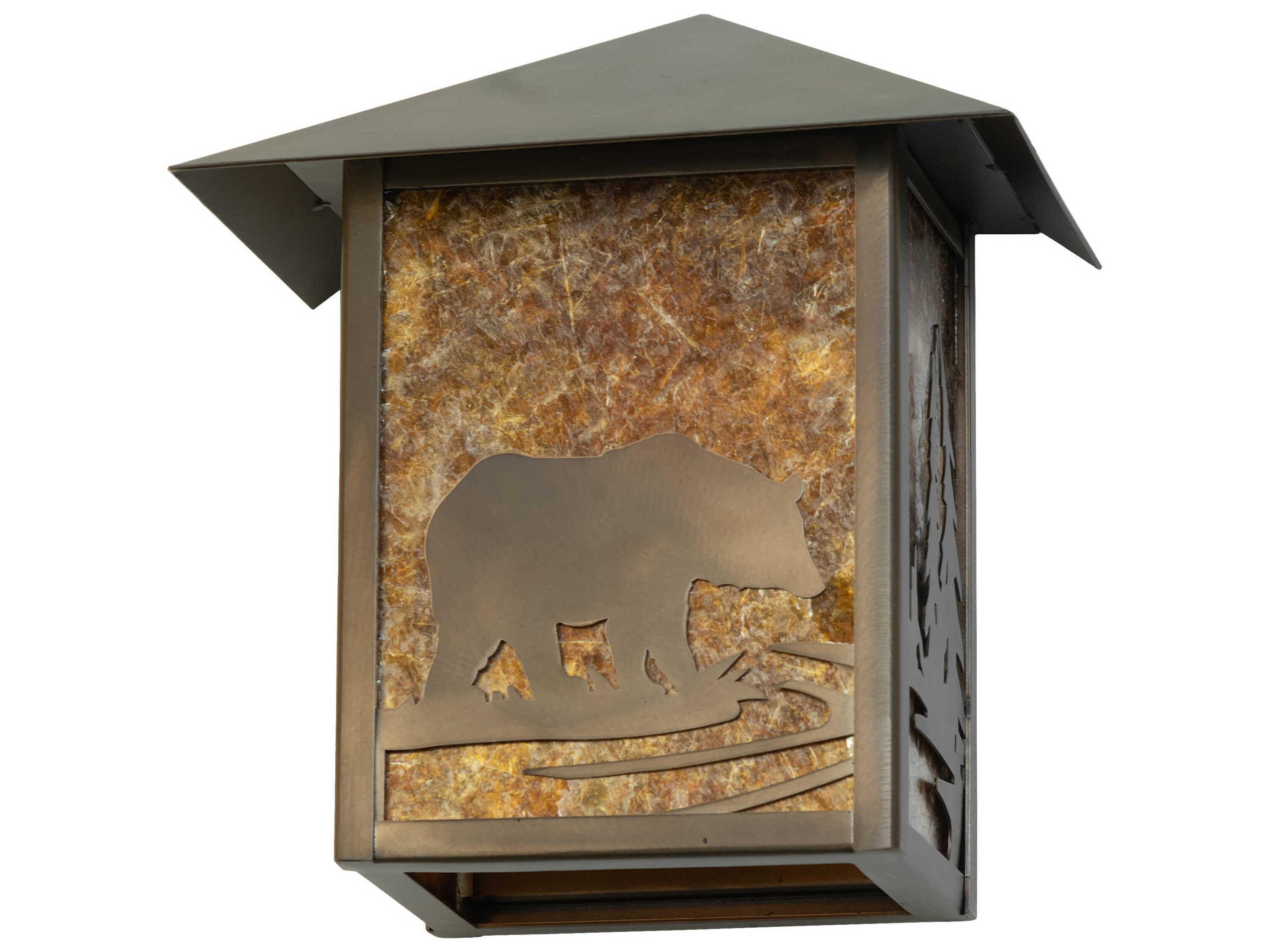 Meyda 1-Light Antique Copper Glass Wall Sconce