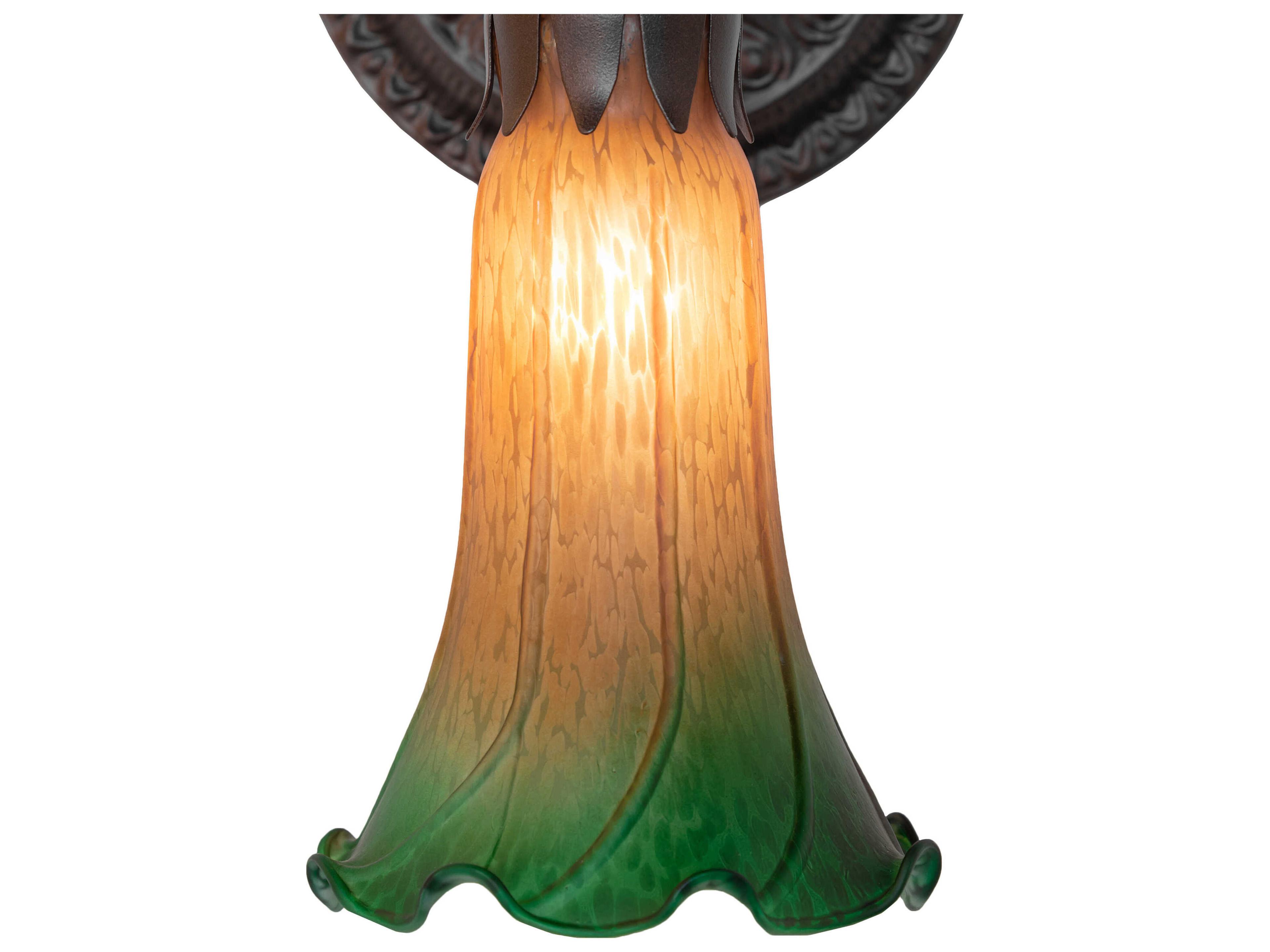 Meyda Pond Lily 1-Light Mahogany Bronze Glass Wall Sconce
