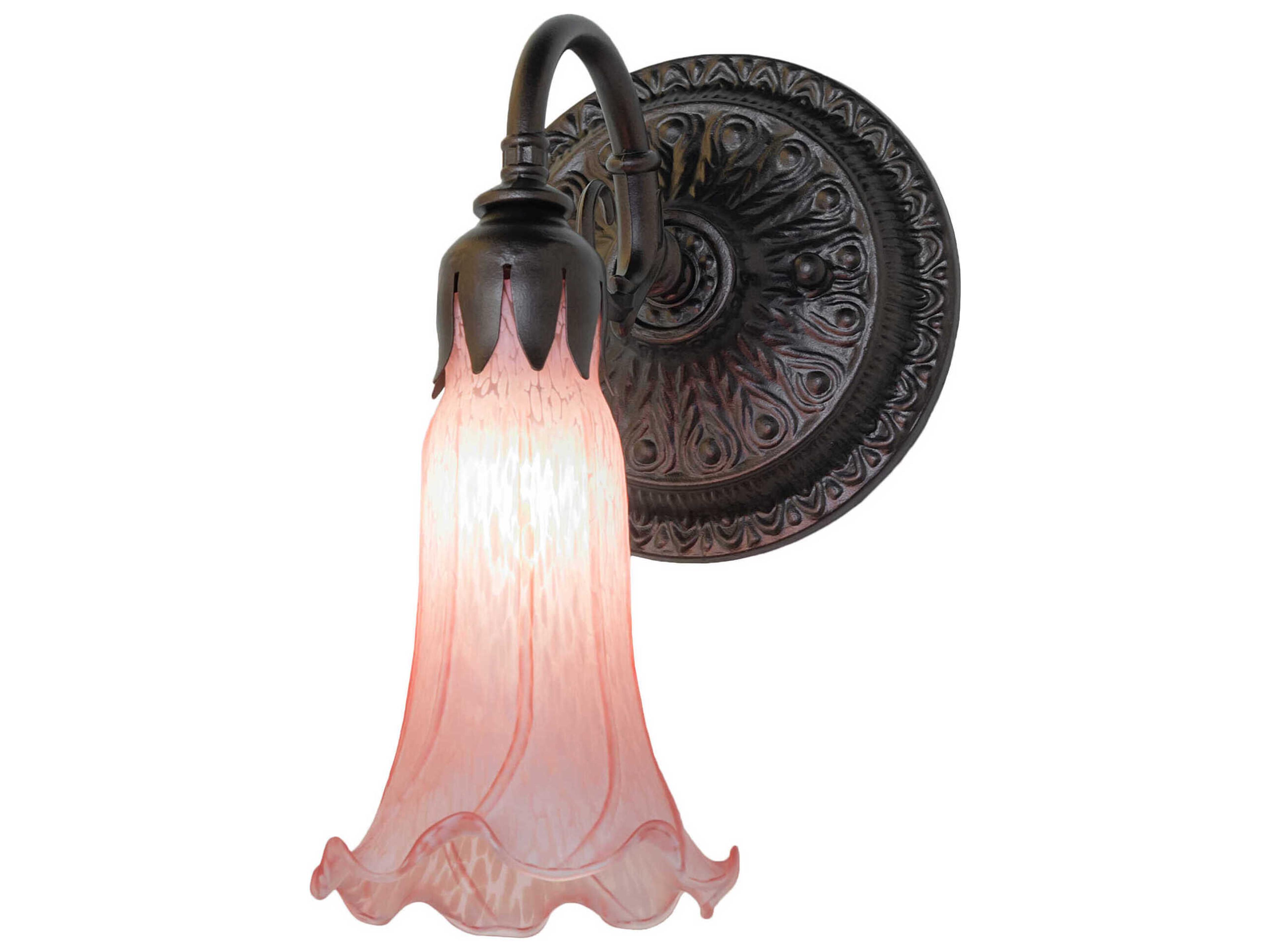 Pond Lily 1-Light Mahogany Bronze Glass Wall Sconce